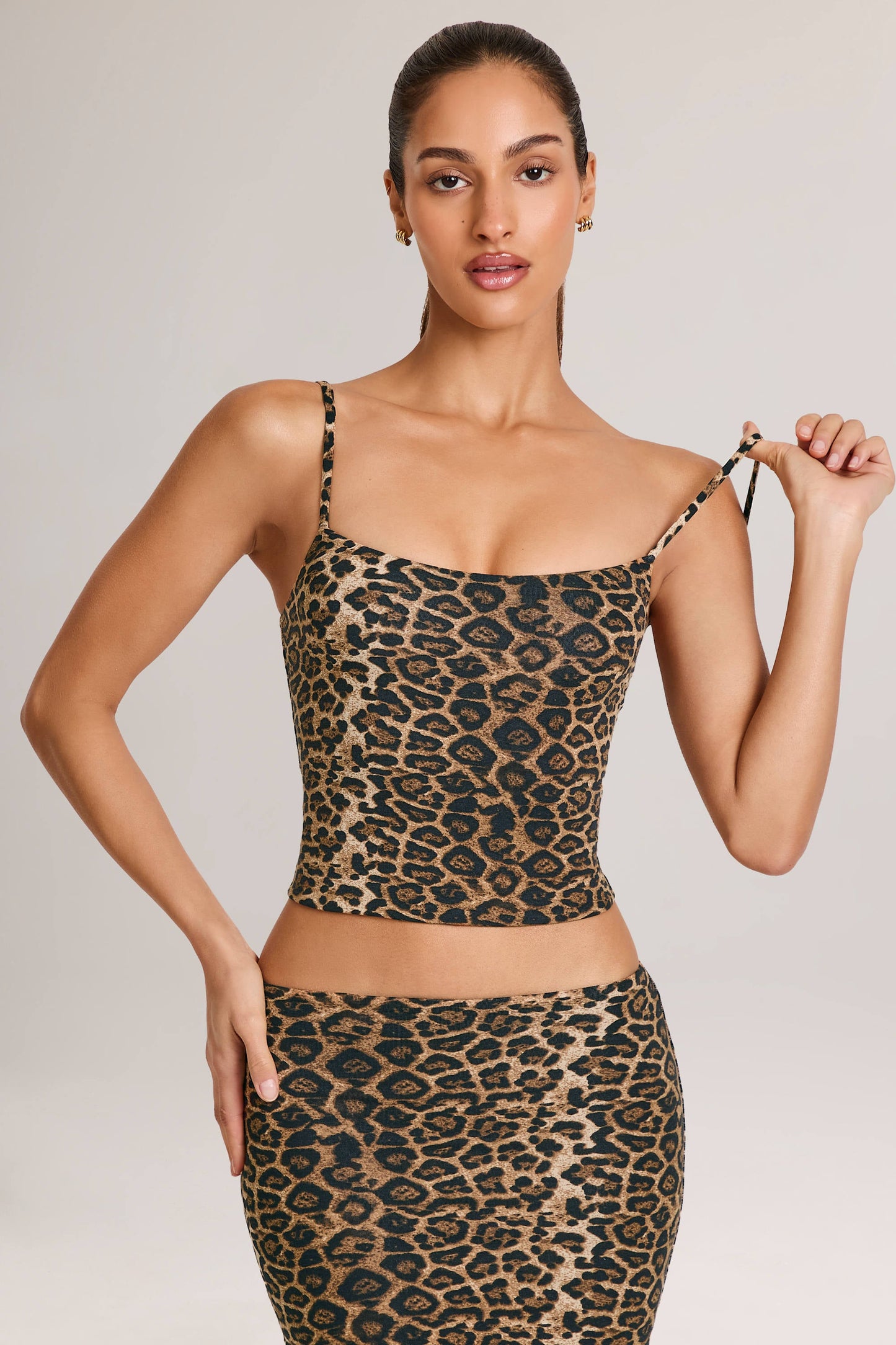 Modal Scoop-Neck Tank Top in Leopard Print