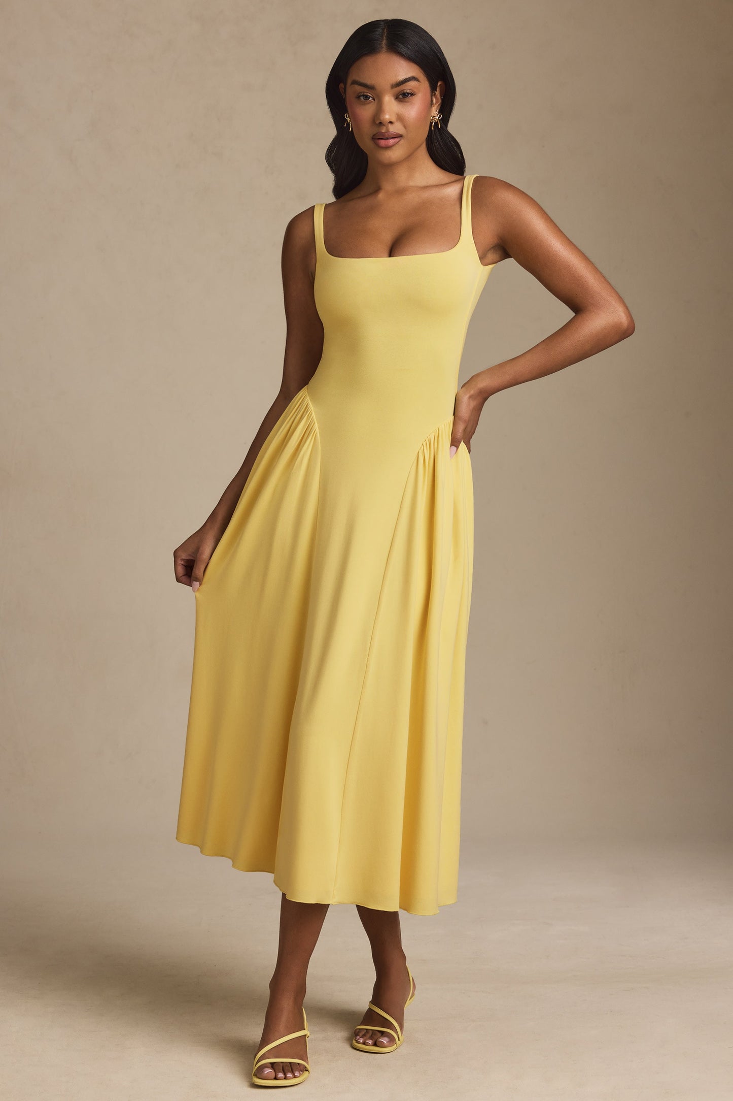 Modal A-Line Midaxi Dress in Pastel Yellow