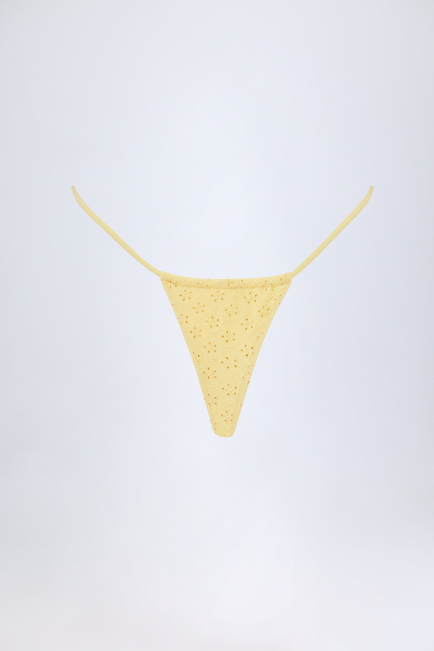 Broderie Anglaise Drawstring Bikini Bottoms in Lemon Yellow