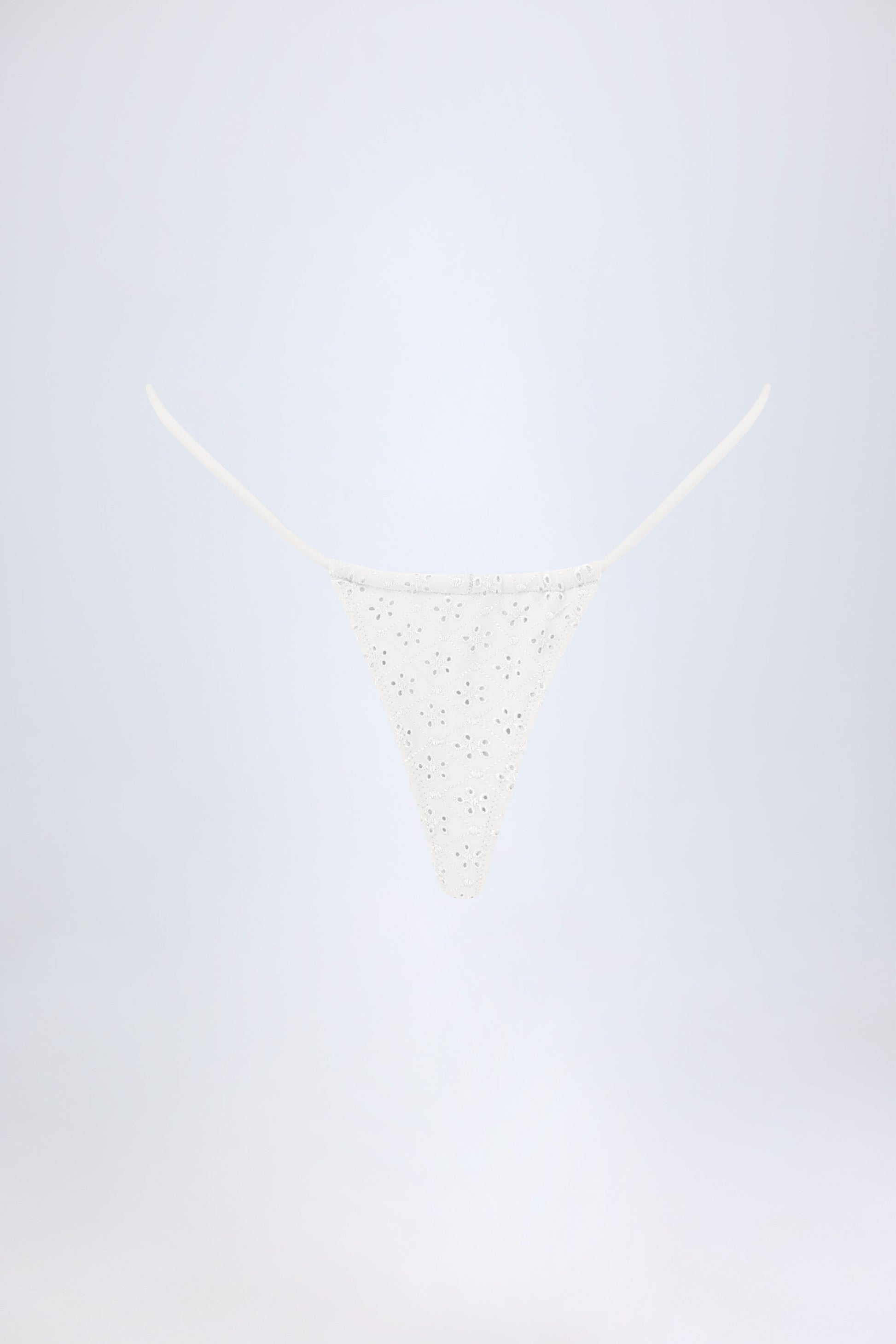 Broderie Anglaise Drawstring Bikini Bottoms in White