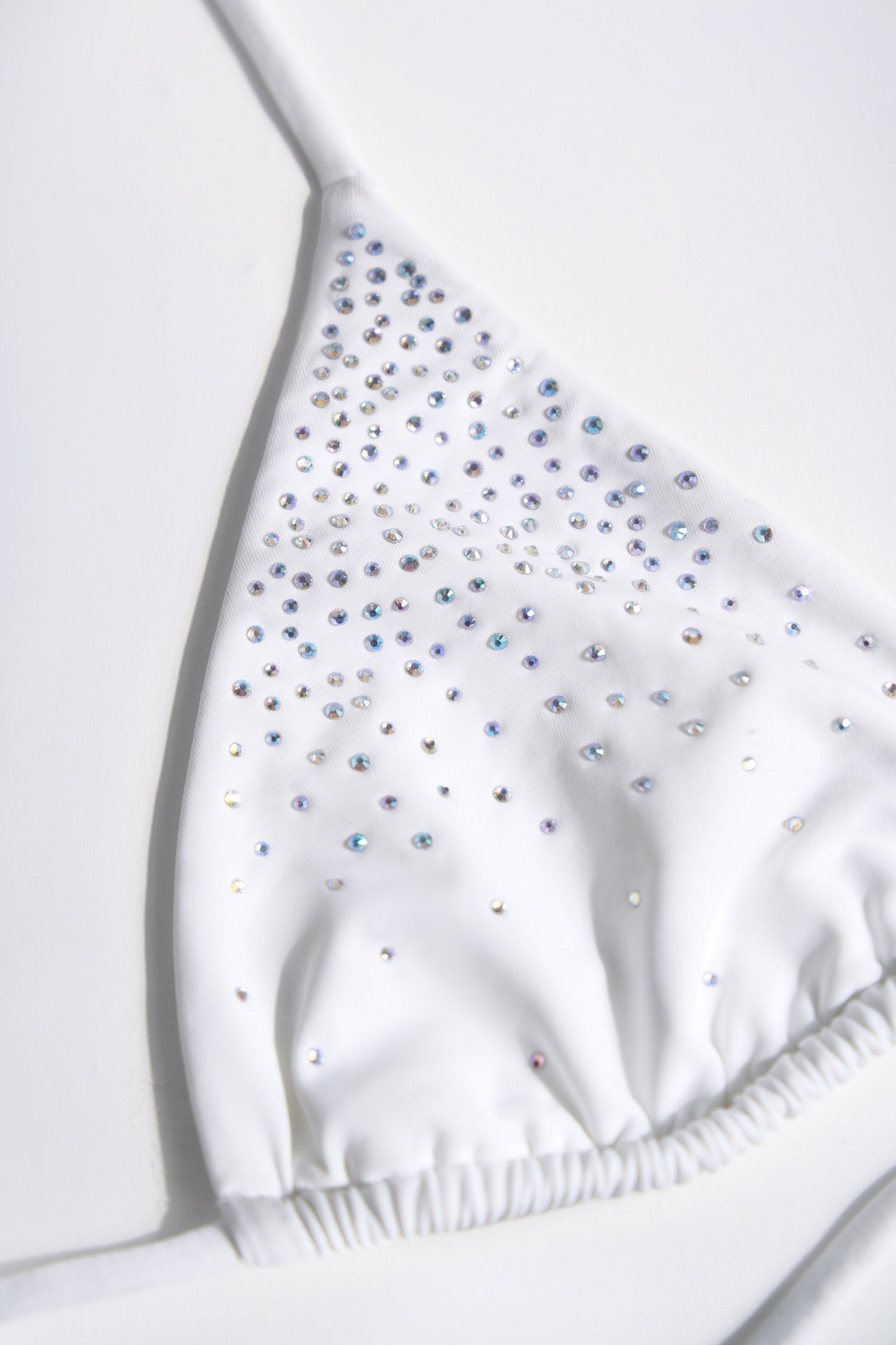 Embellished Triangle Bikini Top in White