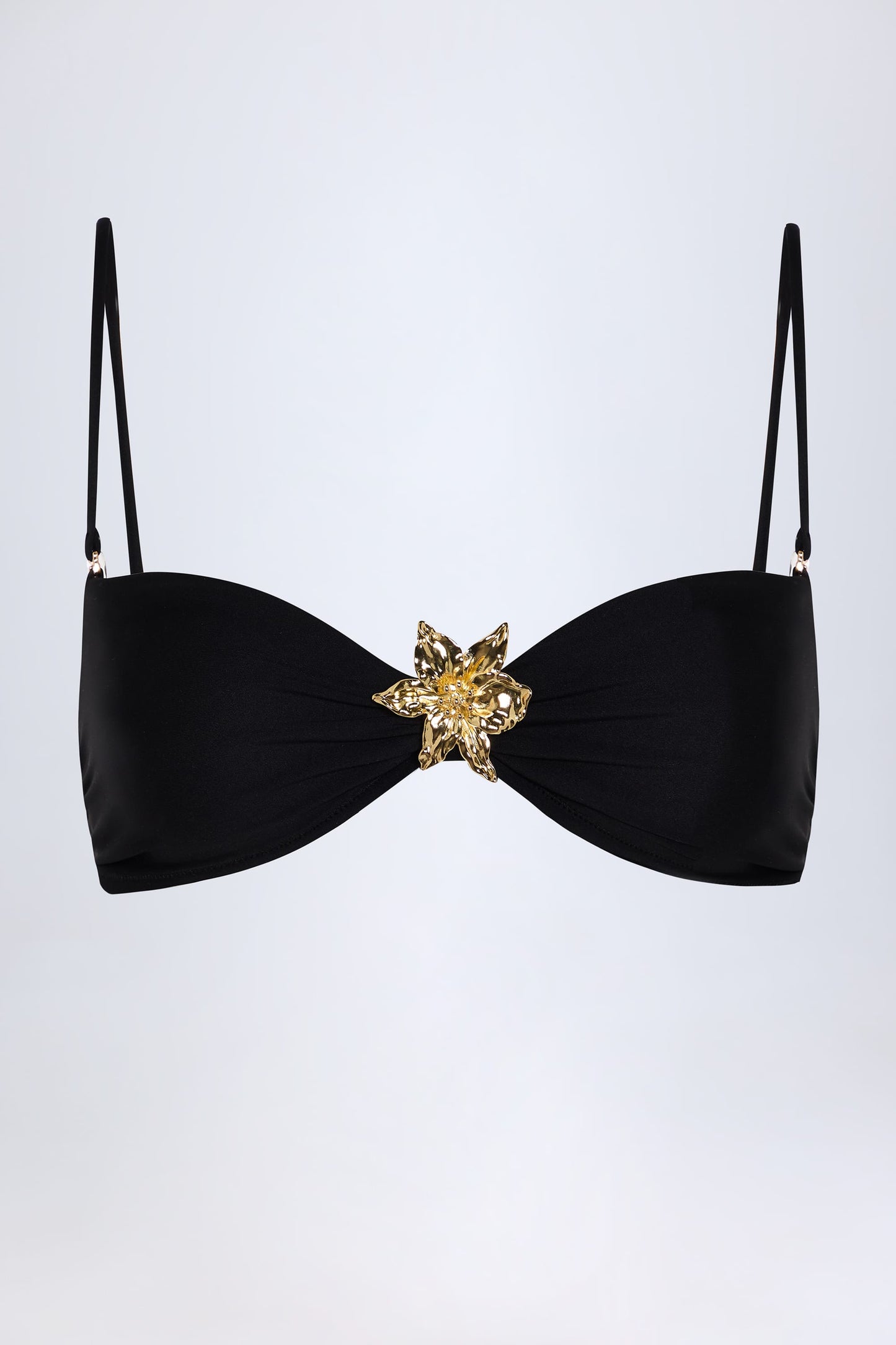 Hardware-Detail Halterneck Bikini Top in Black