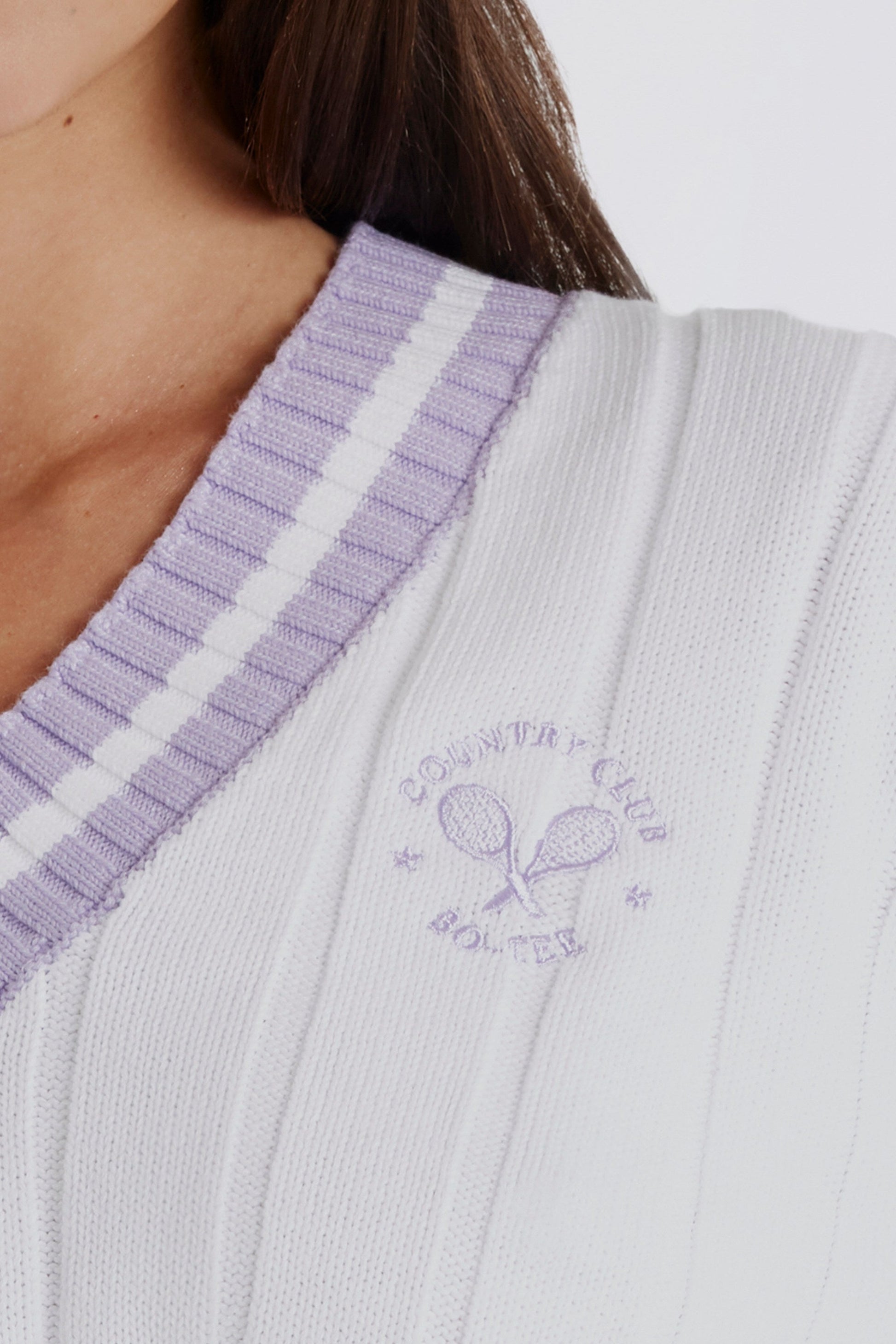 Cropped Knit Jumper in Lilac Ivory