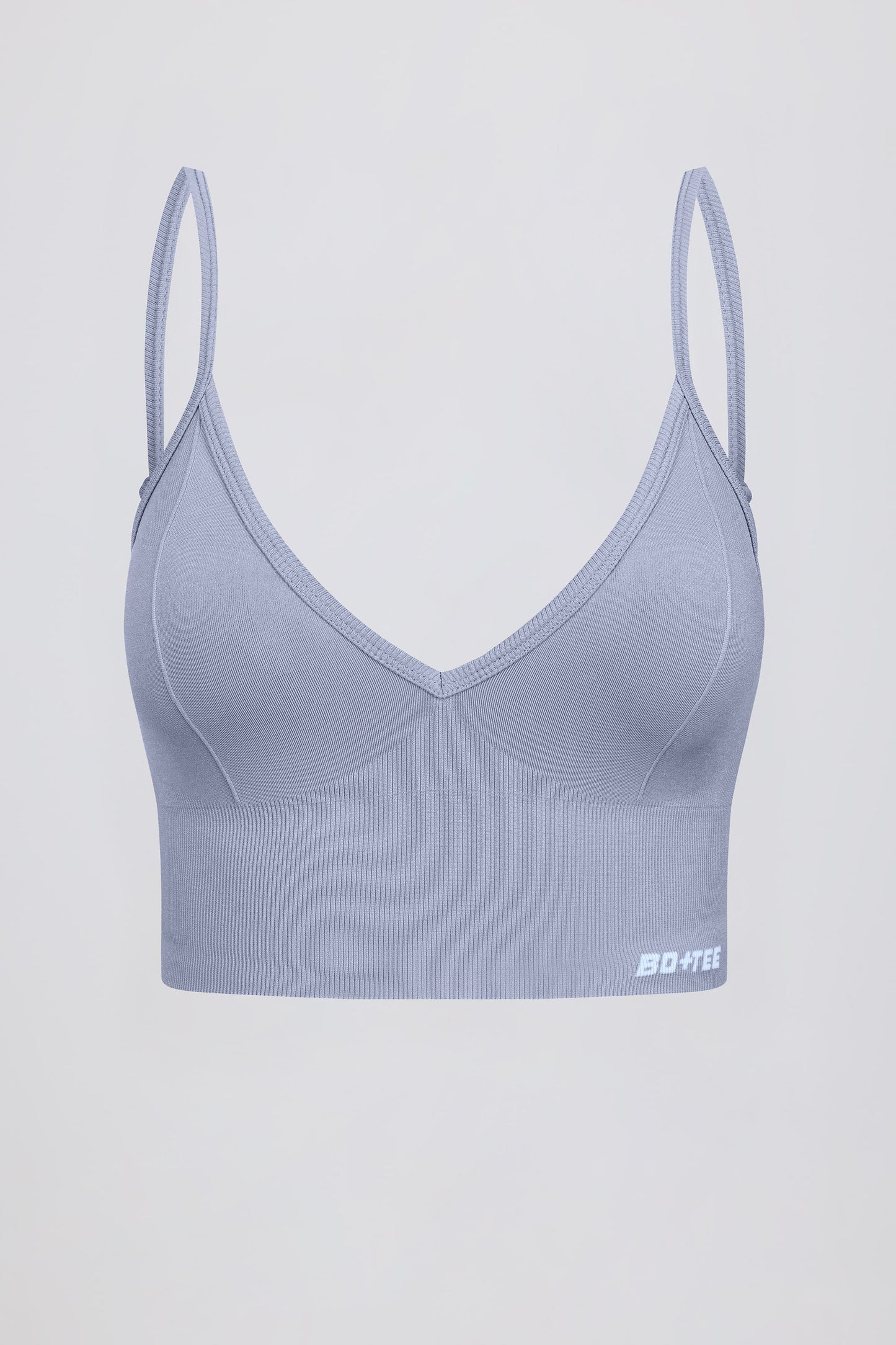 Define Luxe V-Neck Sports Bra in Blue Grey