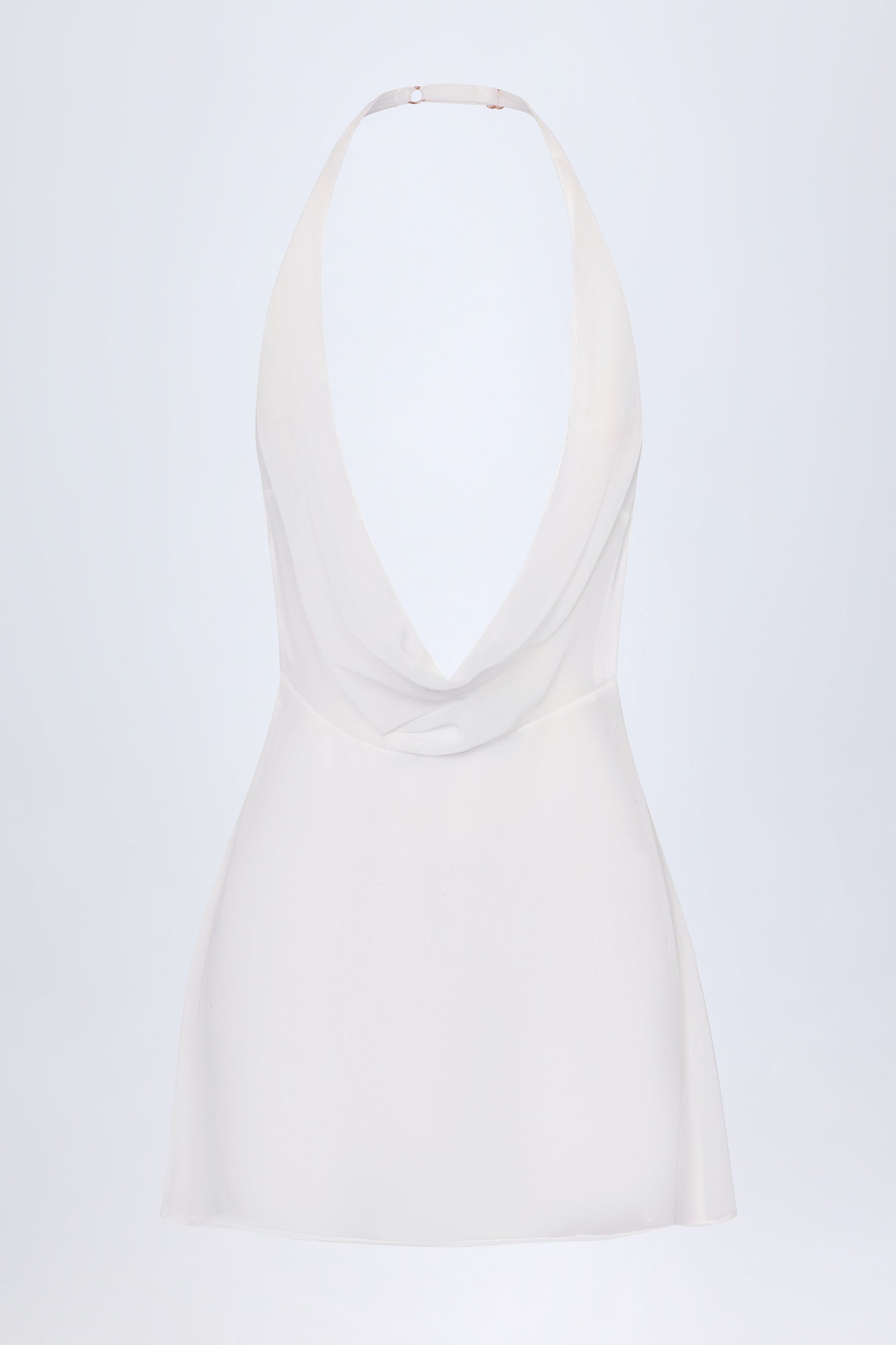 Cowl-Neck Backless Mini Dress in White
