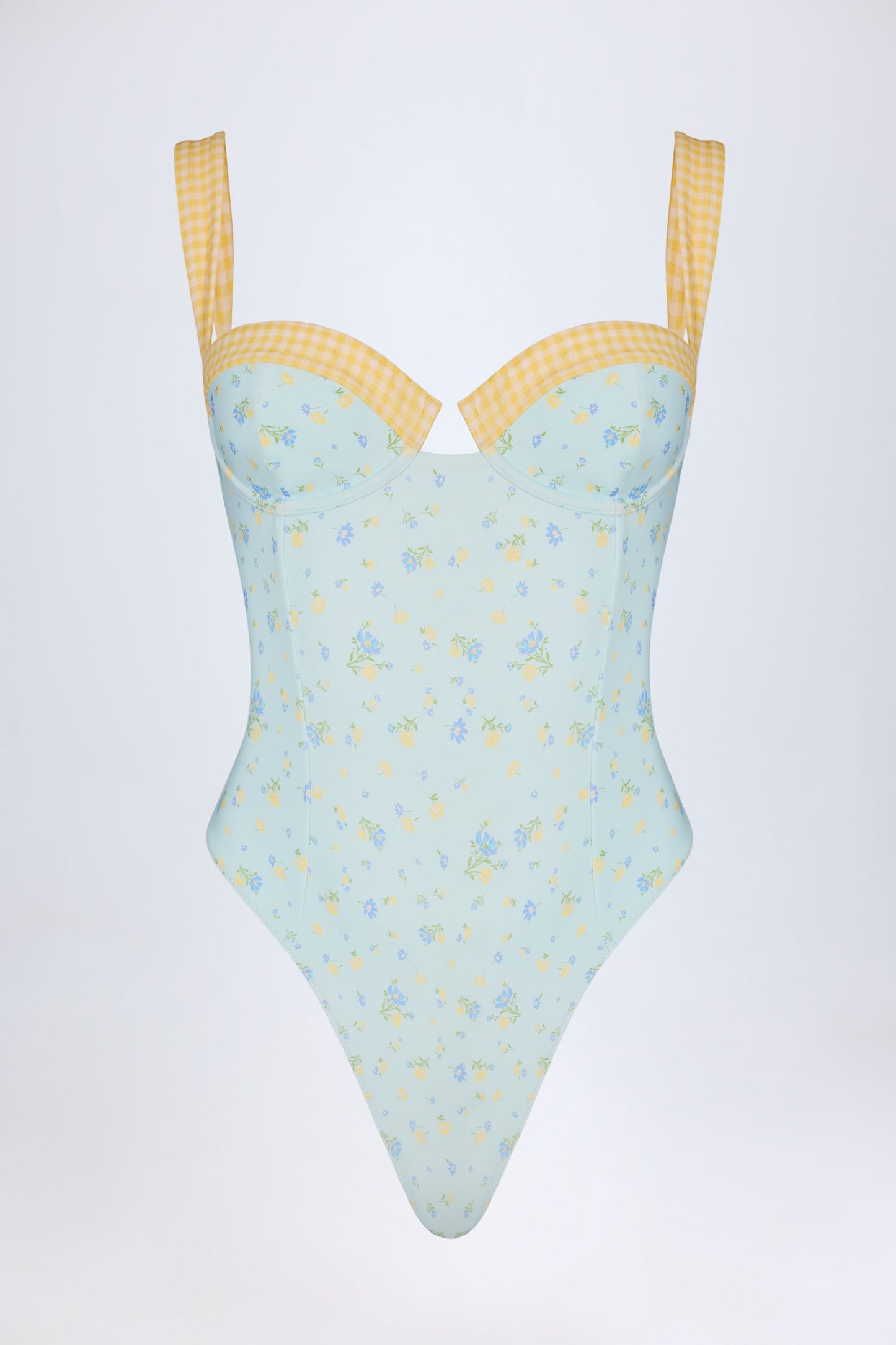 Underwired Balconette Swimsuit in Blue Floral