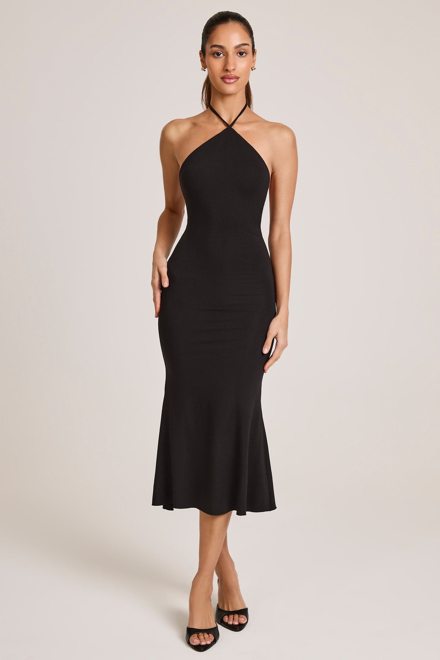 Modal Halterneck Midaxi Dress in Black