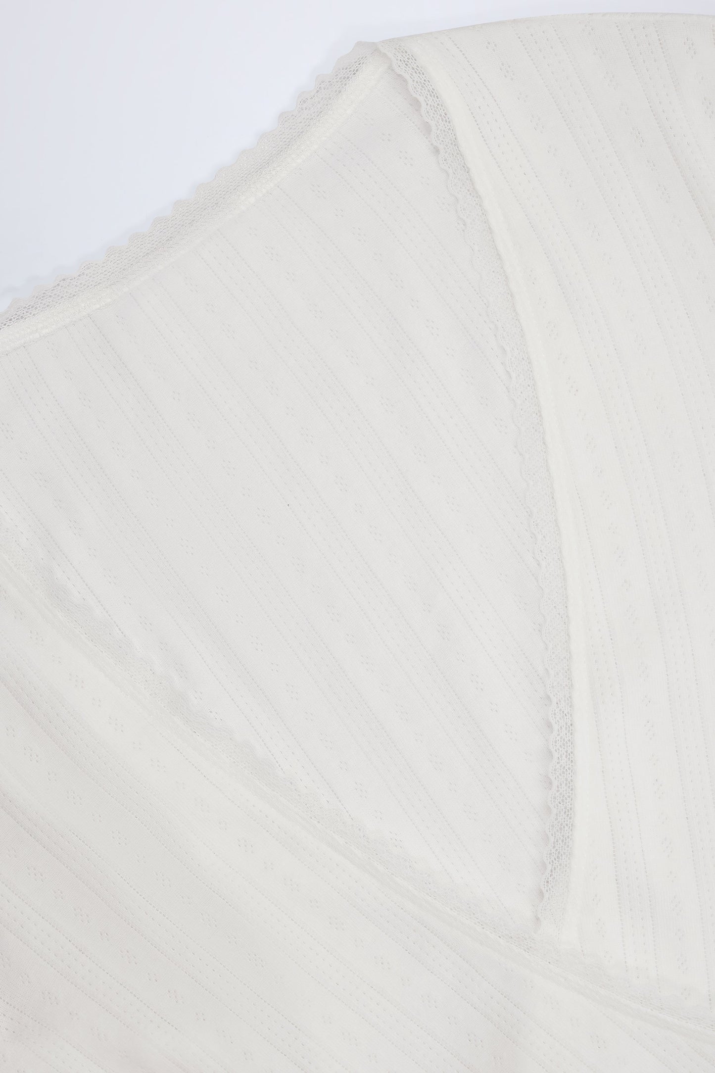 Pointelle Wrap Crop Top in White