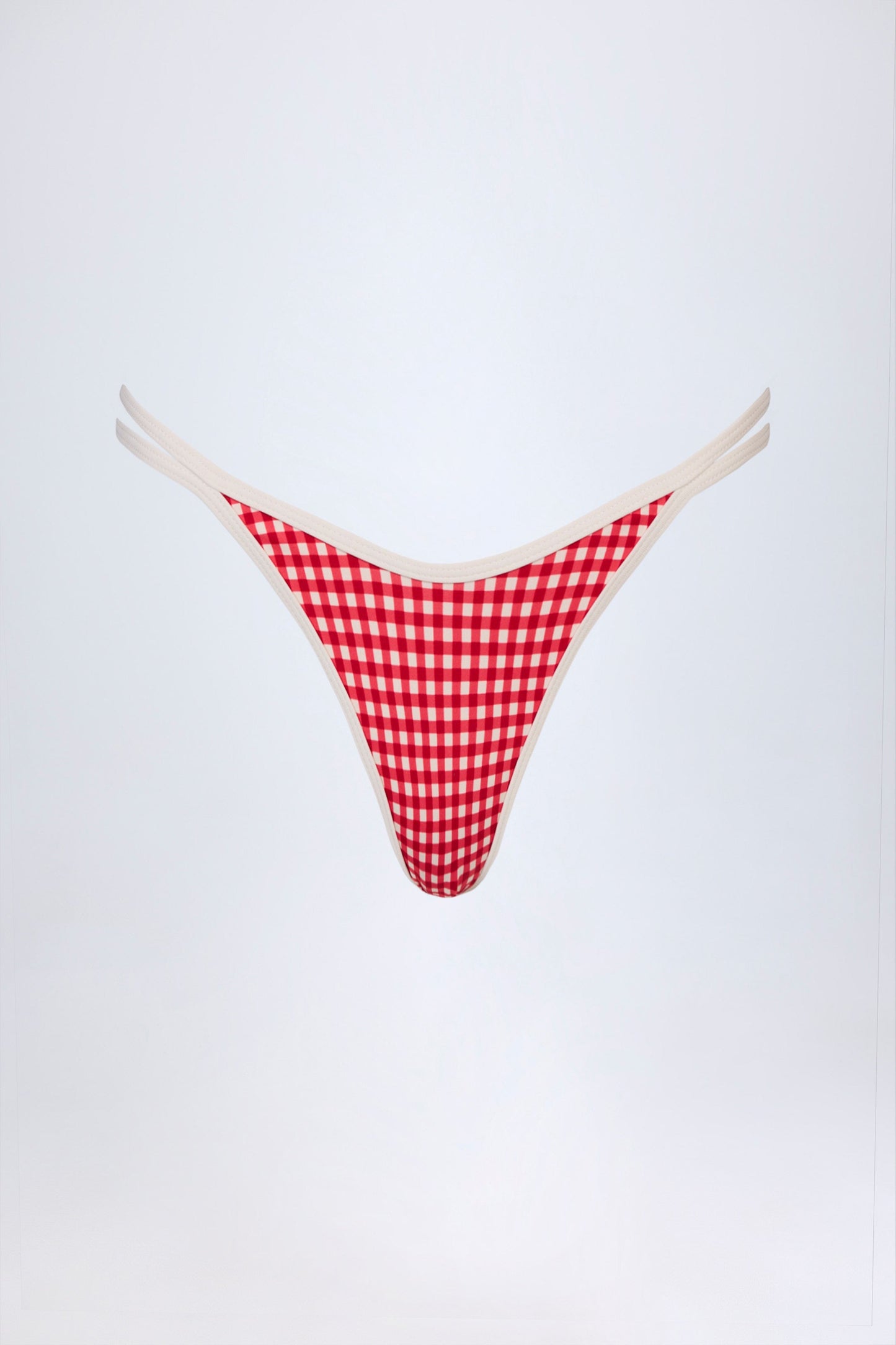 Double-Strap Cheeky Bikini Bottoms in Red Gingham