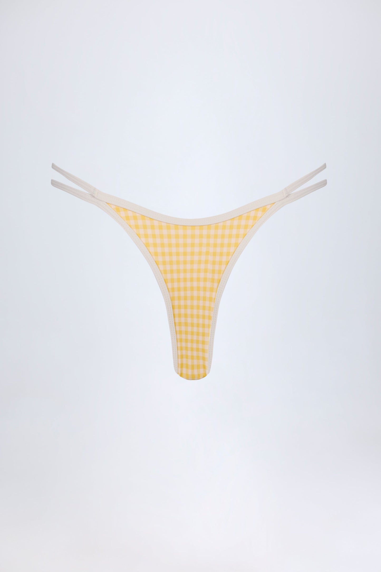 Double-Strap Cheeky Bikini Bottoms in Yellow Gingham