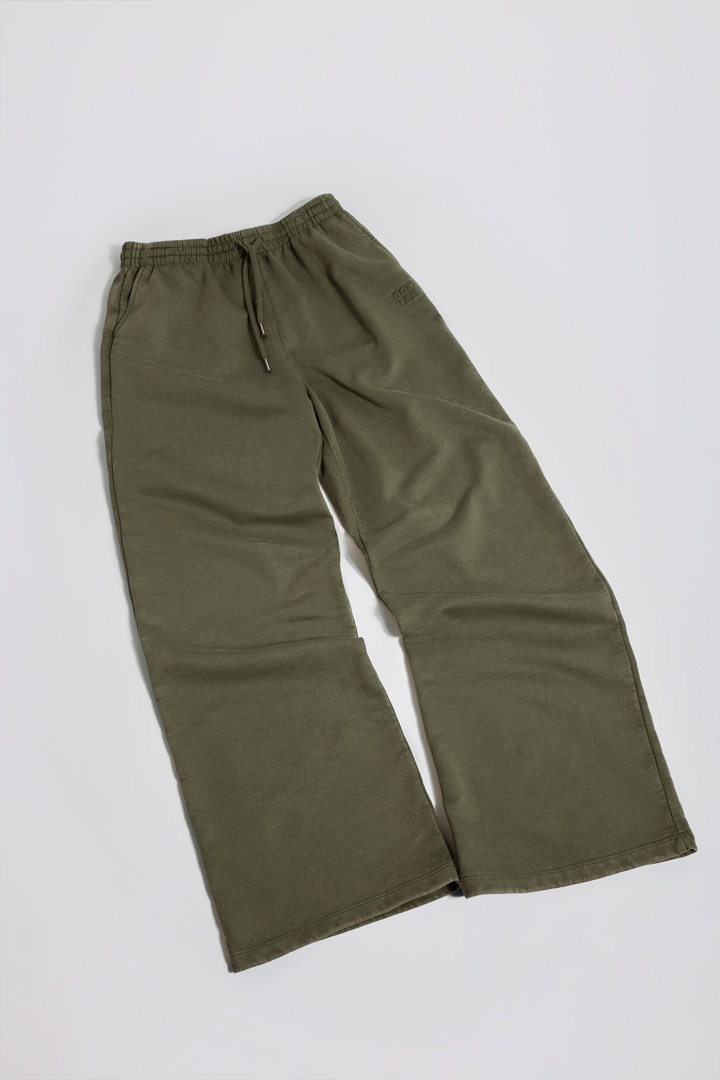 Mid-Rise Wide-Leg Joggers in Light Green