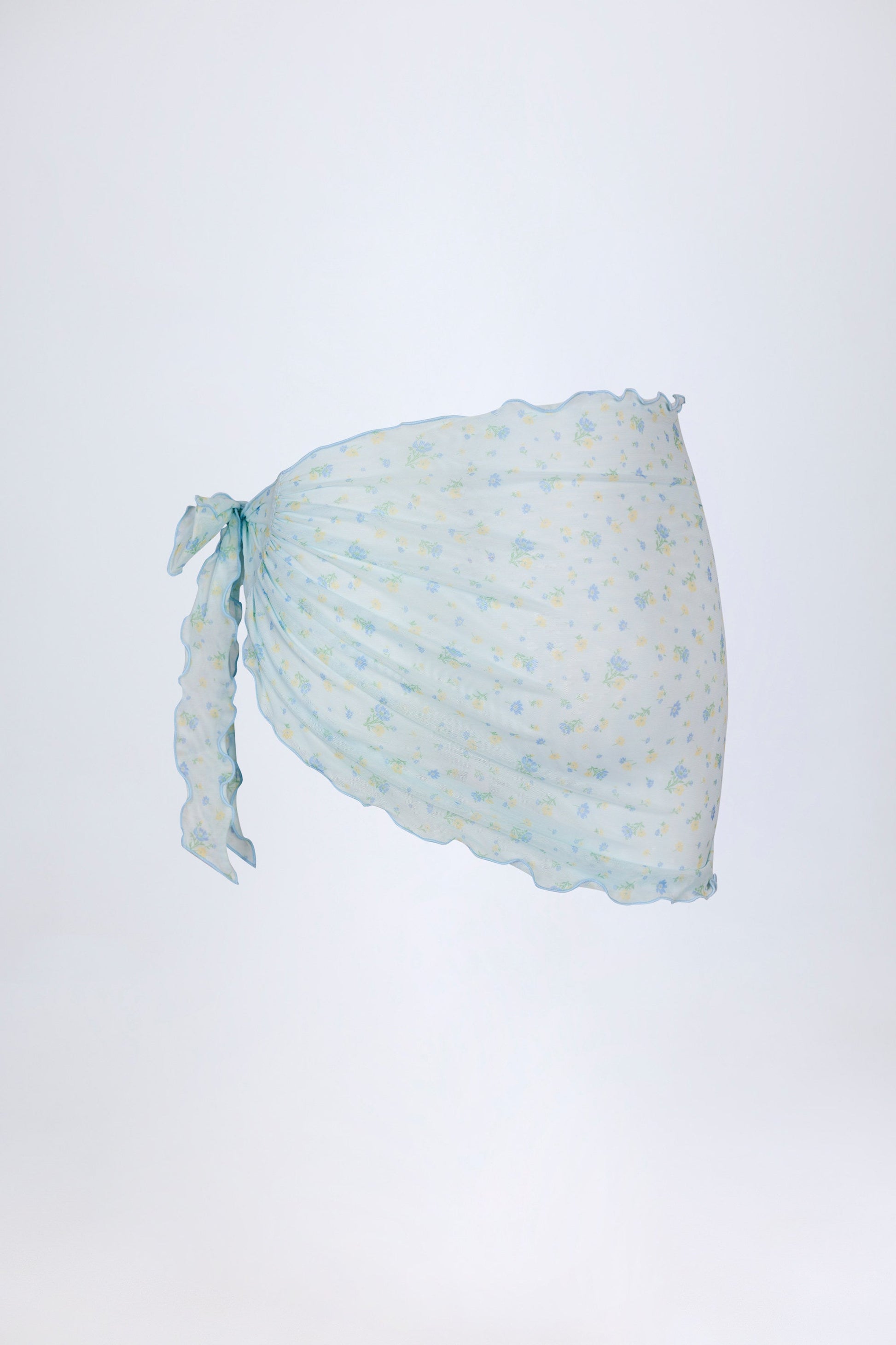 Side-Tie Sarong in Blue Floral