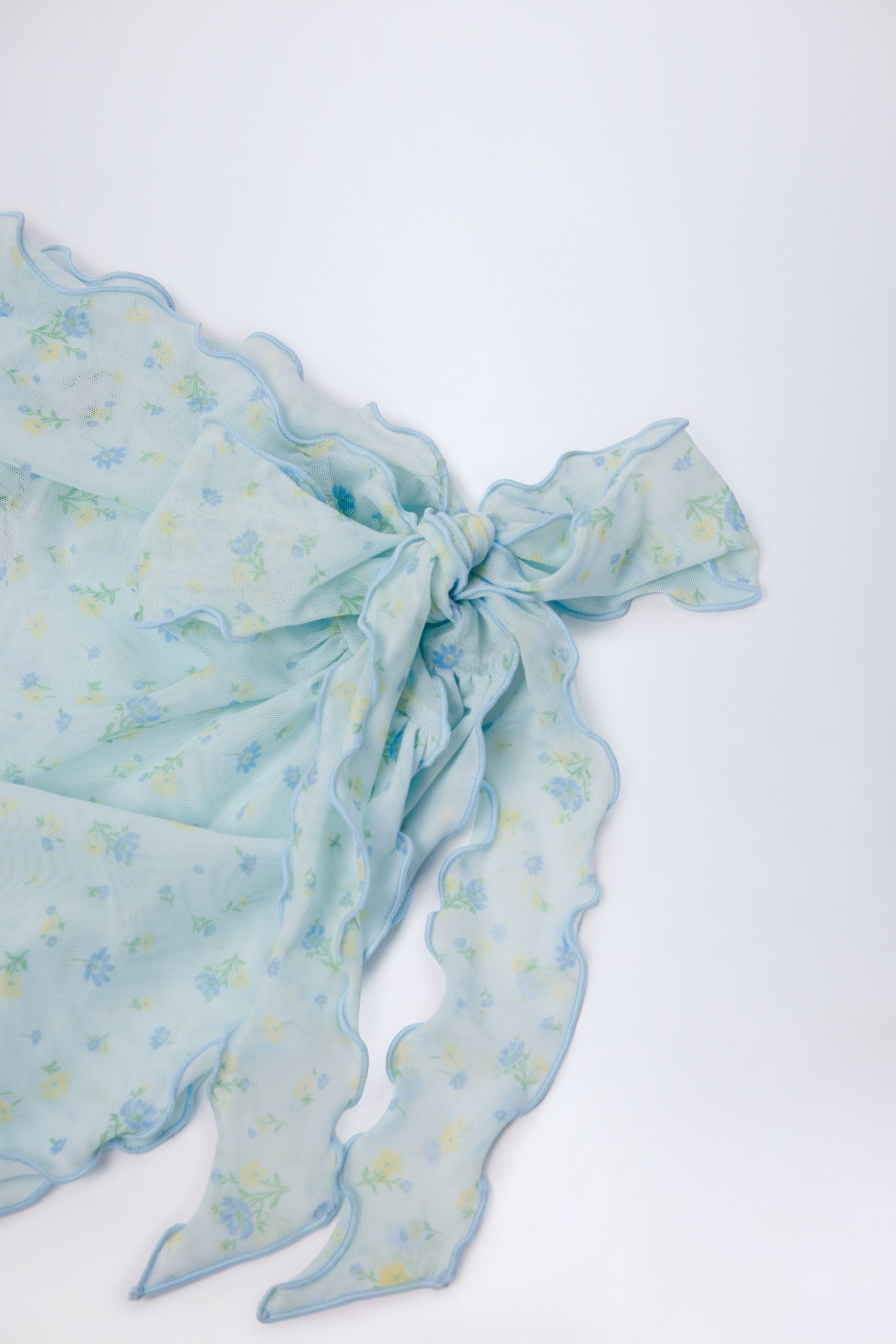 Side-Tie Sarong in Blue Floral