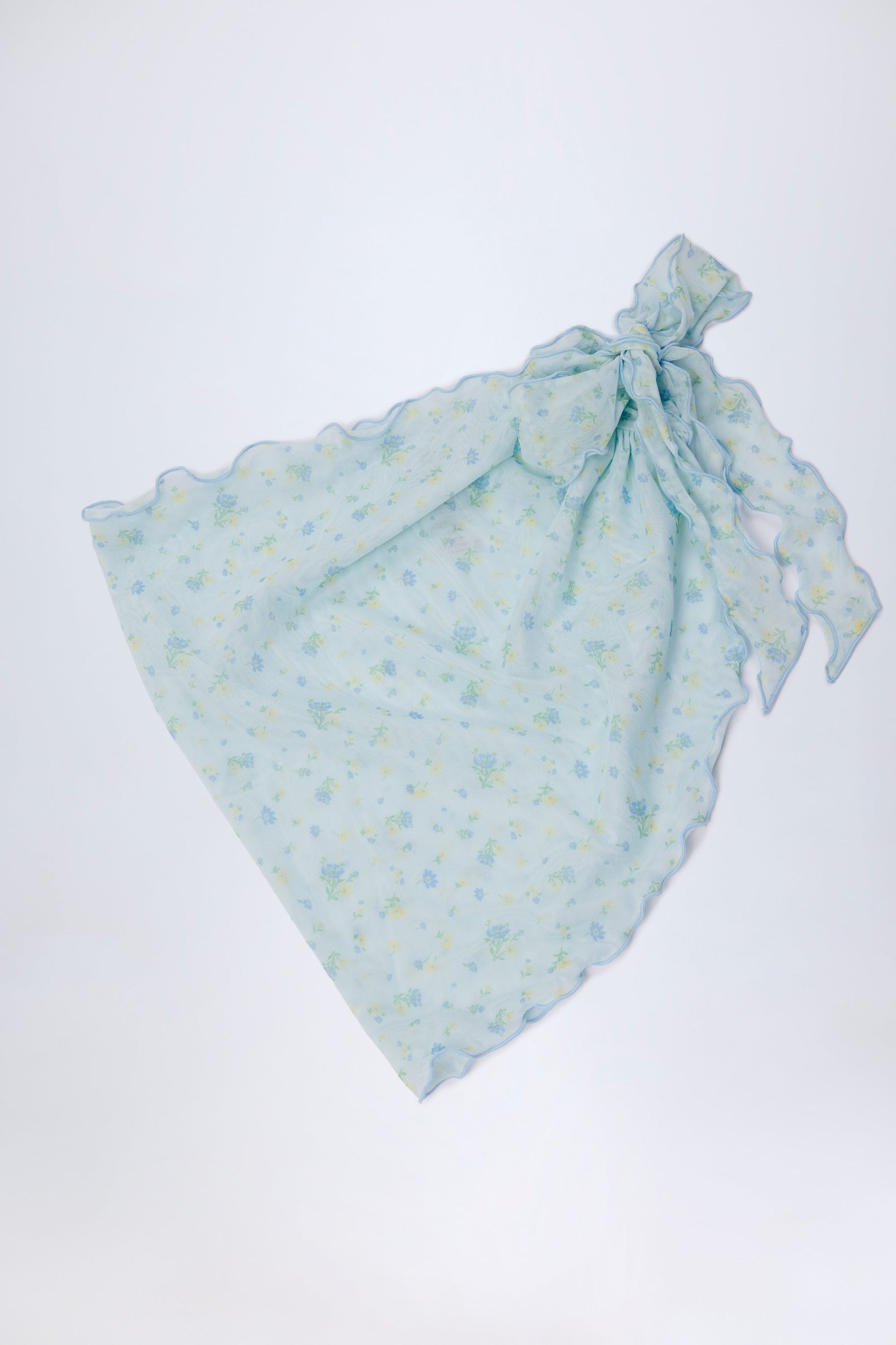 Side-Tie Sarong in Blue Floral