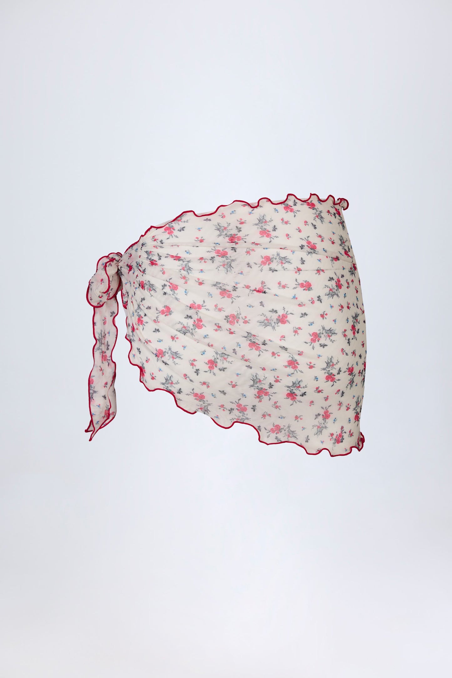 Side-Tie Sarong in Red Floral