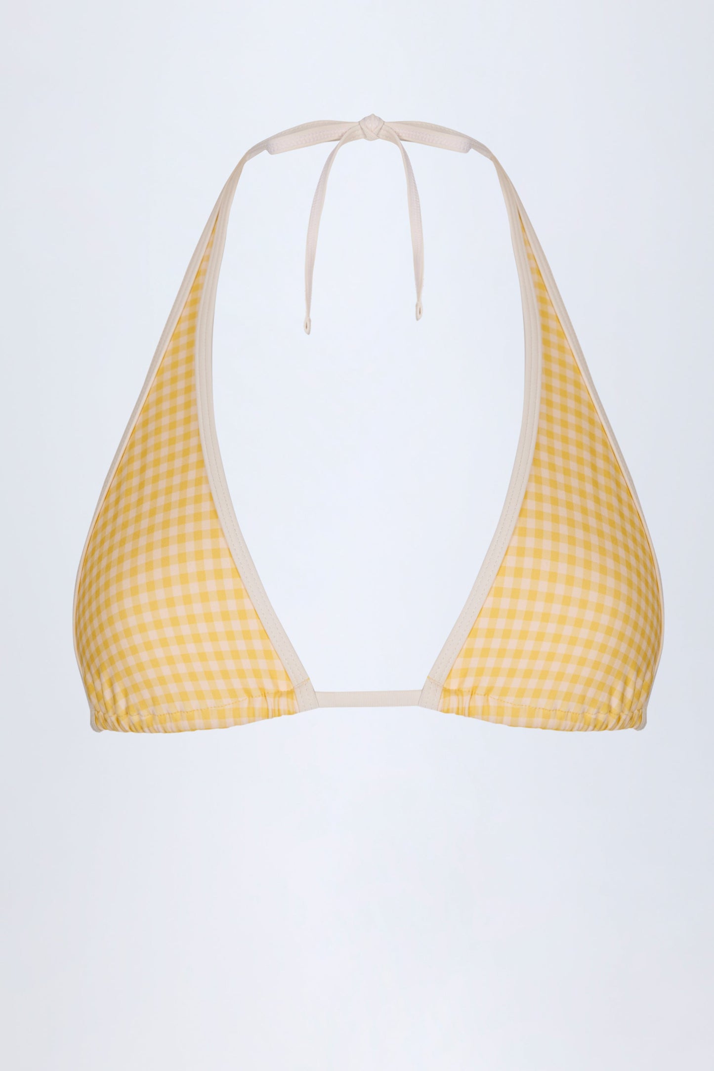 Halterneck Bikini Top in Yellow Gingham