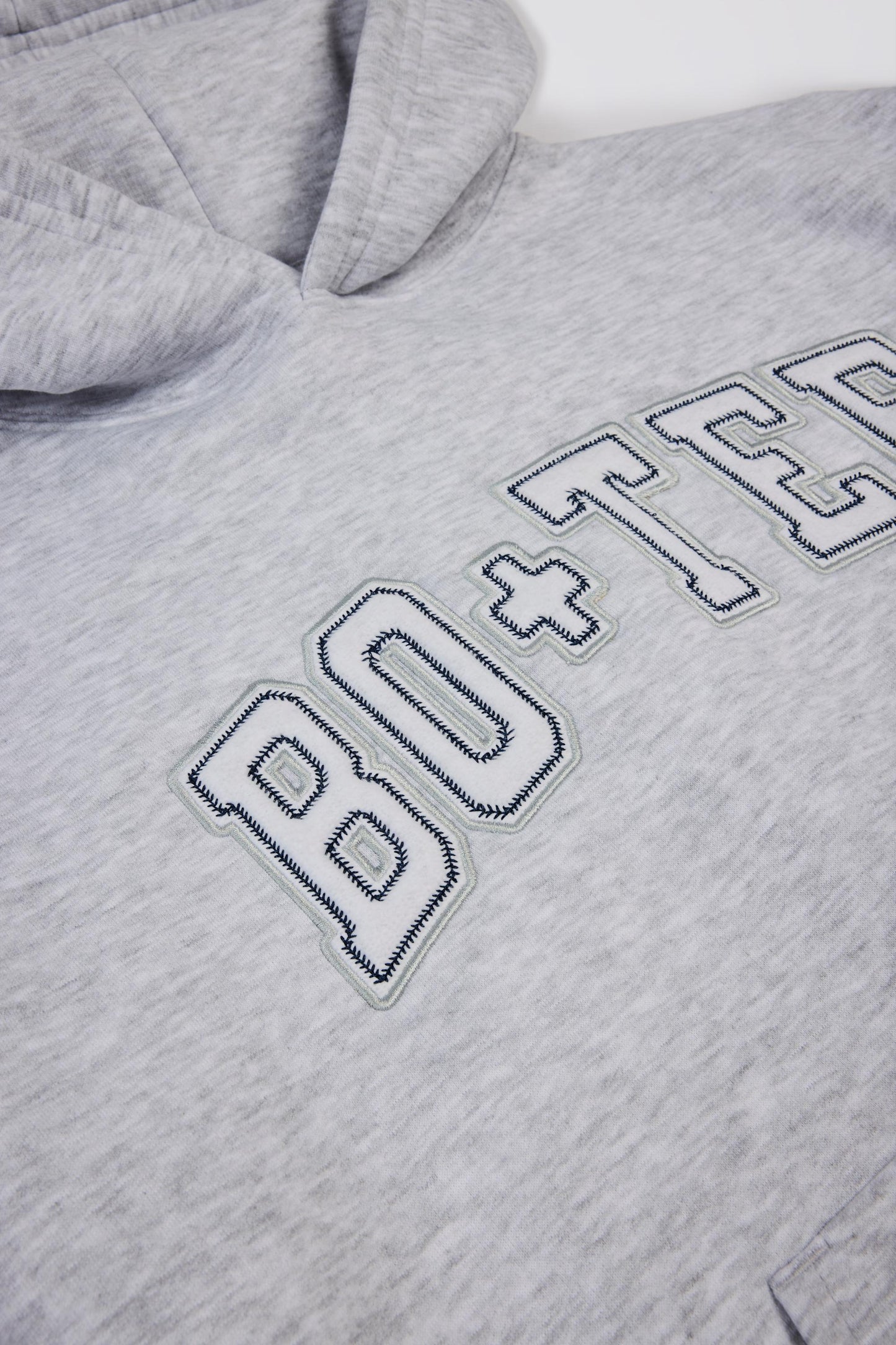 Oversized Appliqué Hoodie in Grey Marl