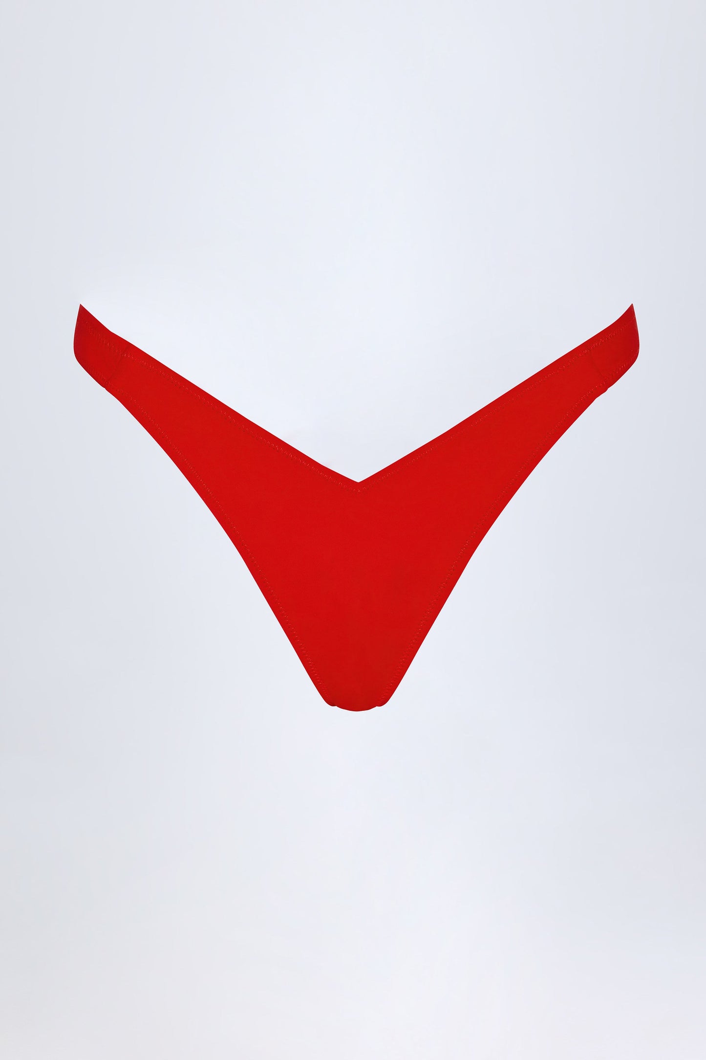 Embellished Ruched Cheeky Bikini Bottoms in Fiery Red