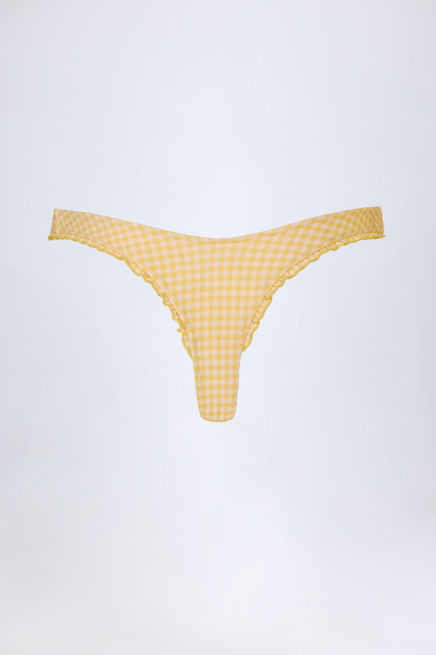 Ruffled Cheeky Bikini Bottoms in Yellow Gingham