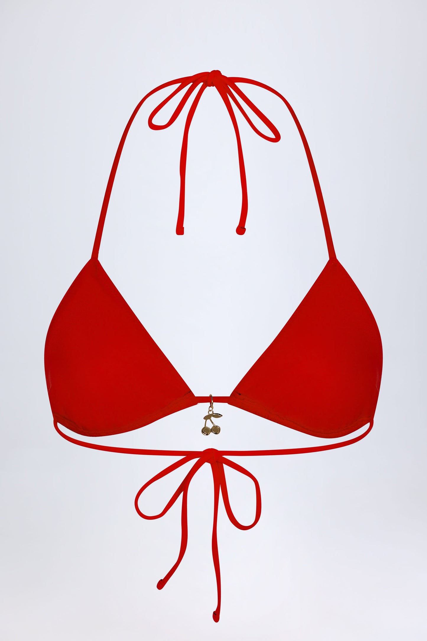Broderie Anglaise Triangle Bikini Top in Fiery Red