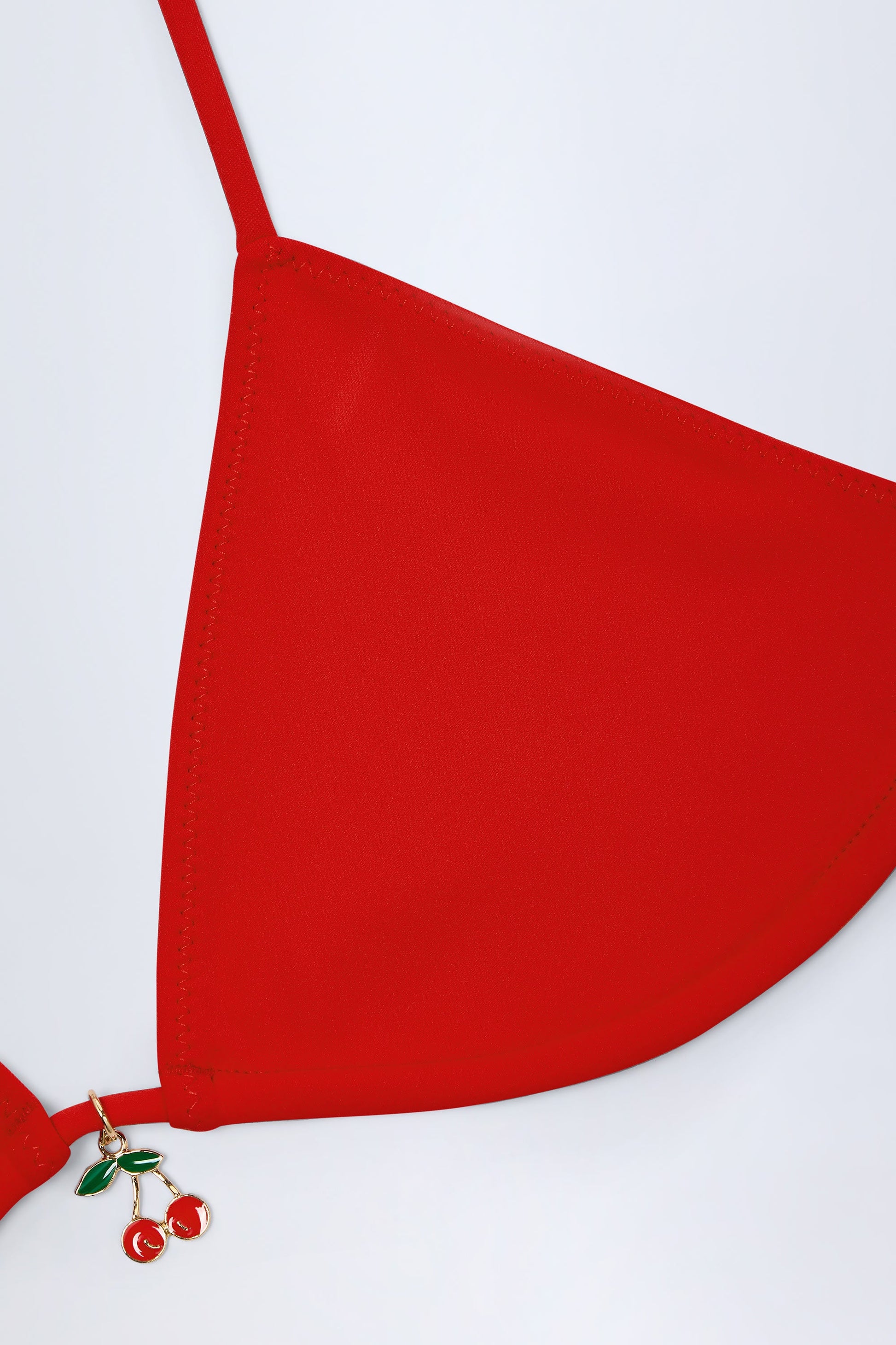 Broderie Anglaise Triangle Bikini Top in Fiery Red