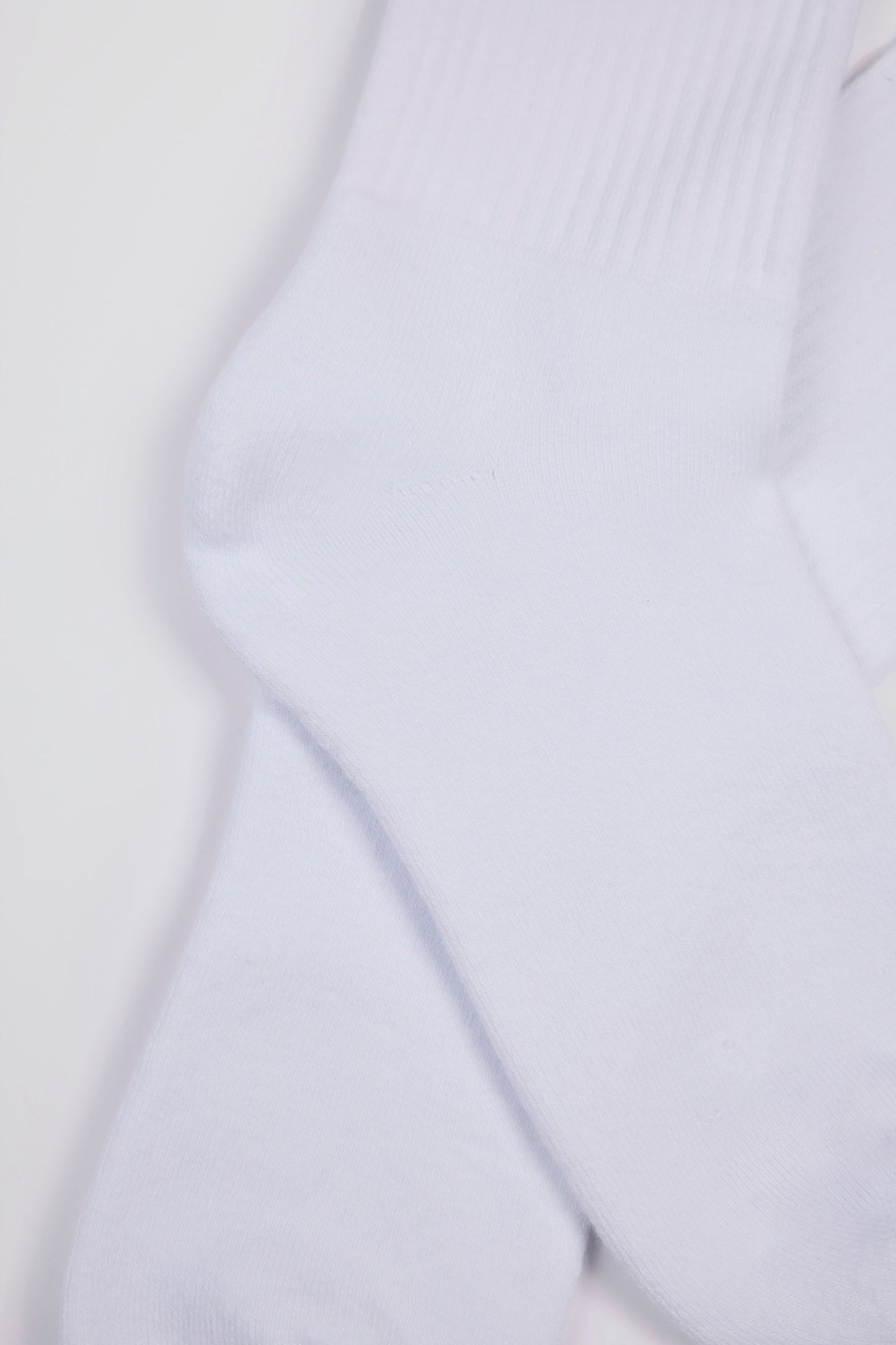 Ribbed Half-Crew Socks in White