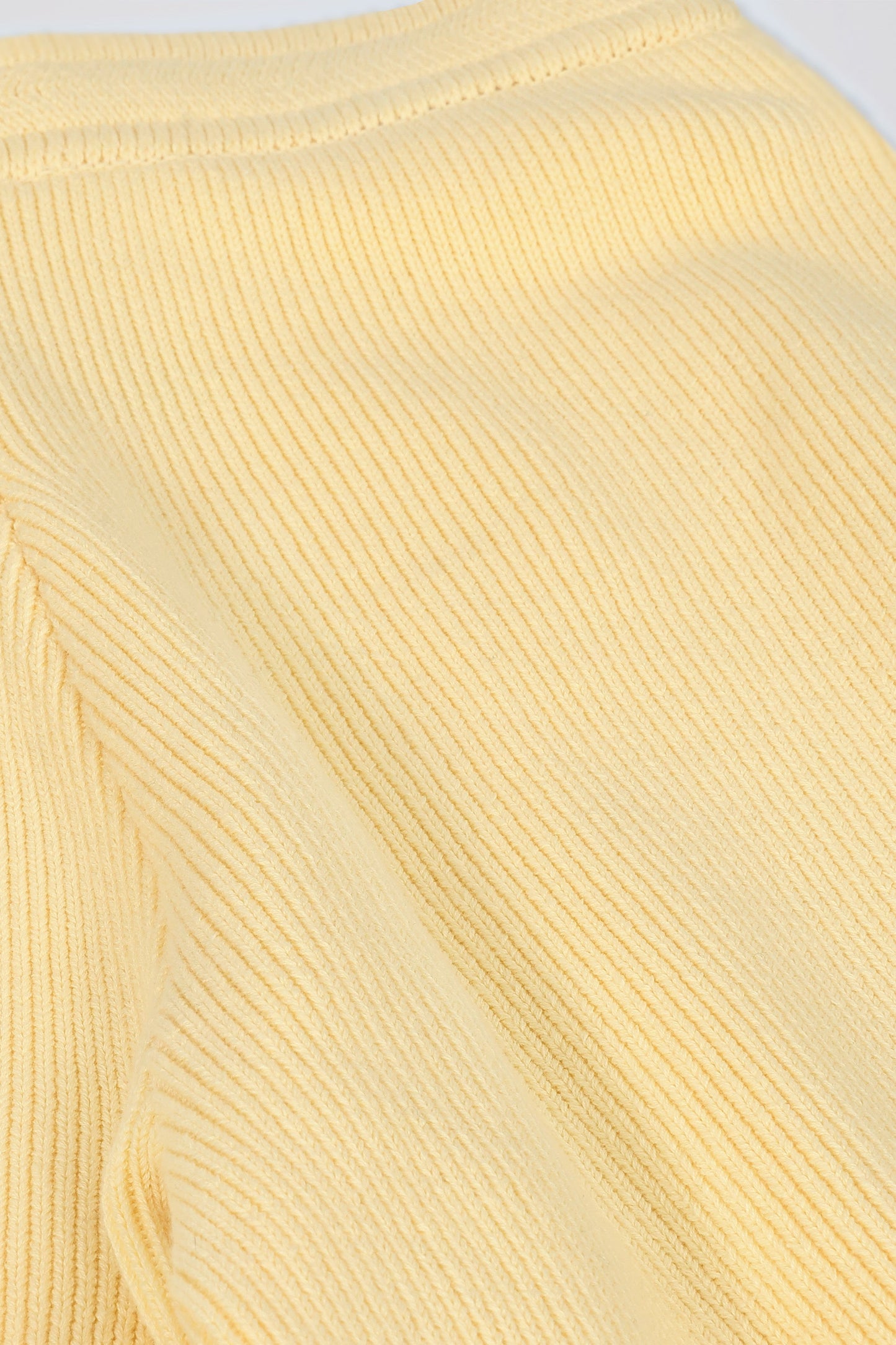 Ribbed-Knit Wide-Leg Joggers in Lemon