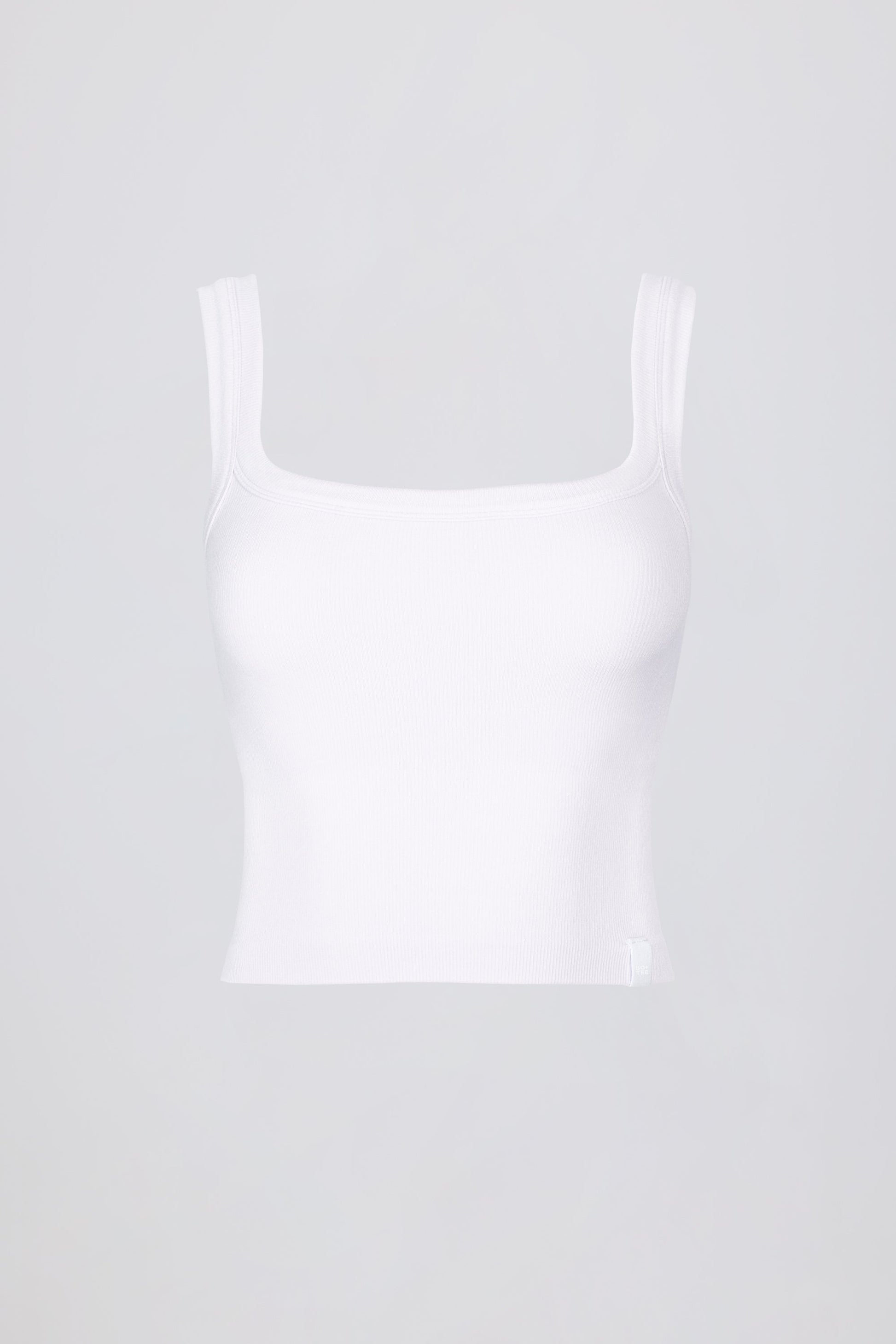 Seamless Soft Rib Square-Neck Tank Top in White