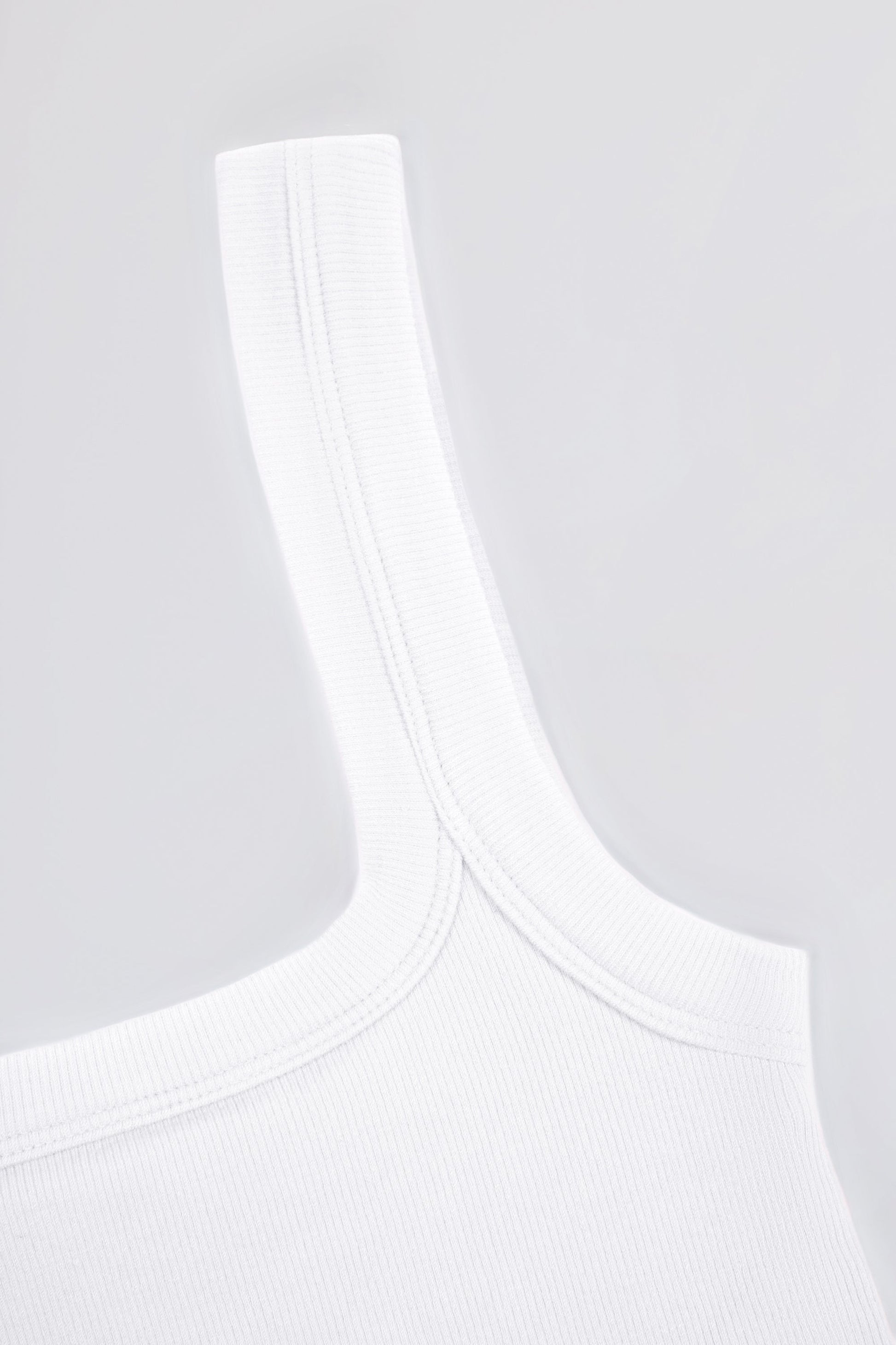 Seamless Soft Rib Square-Neck Tank Top in White
