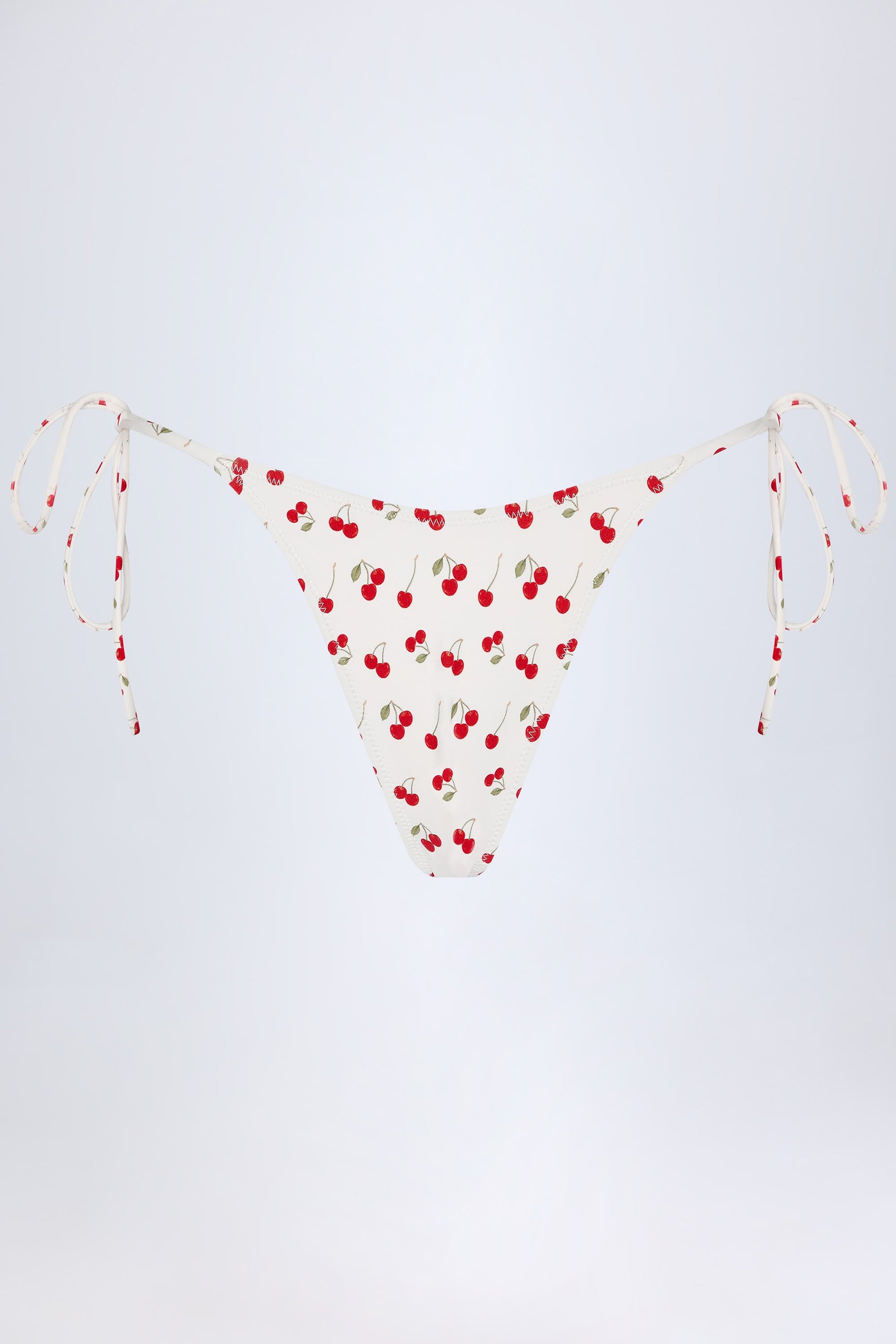Side-Tie Cheeky Bikini Bottoms in Cherry Print