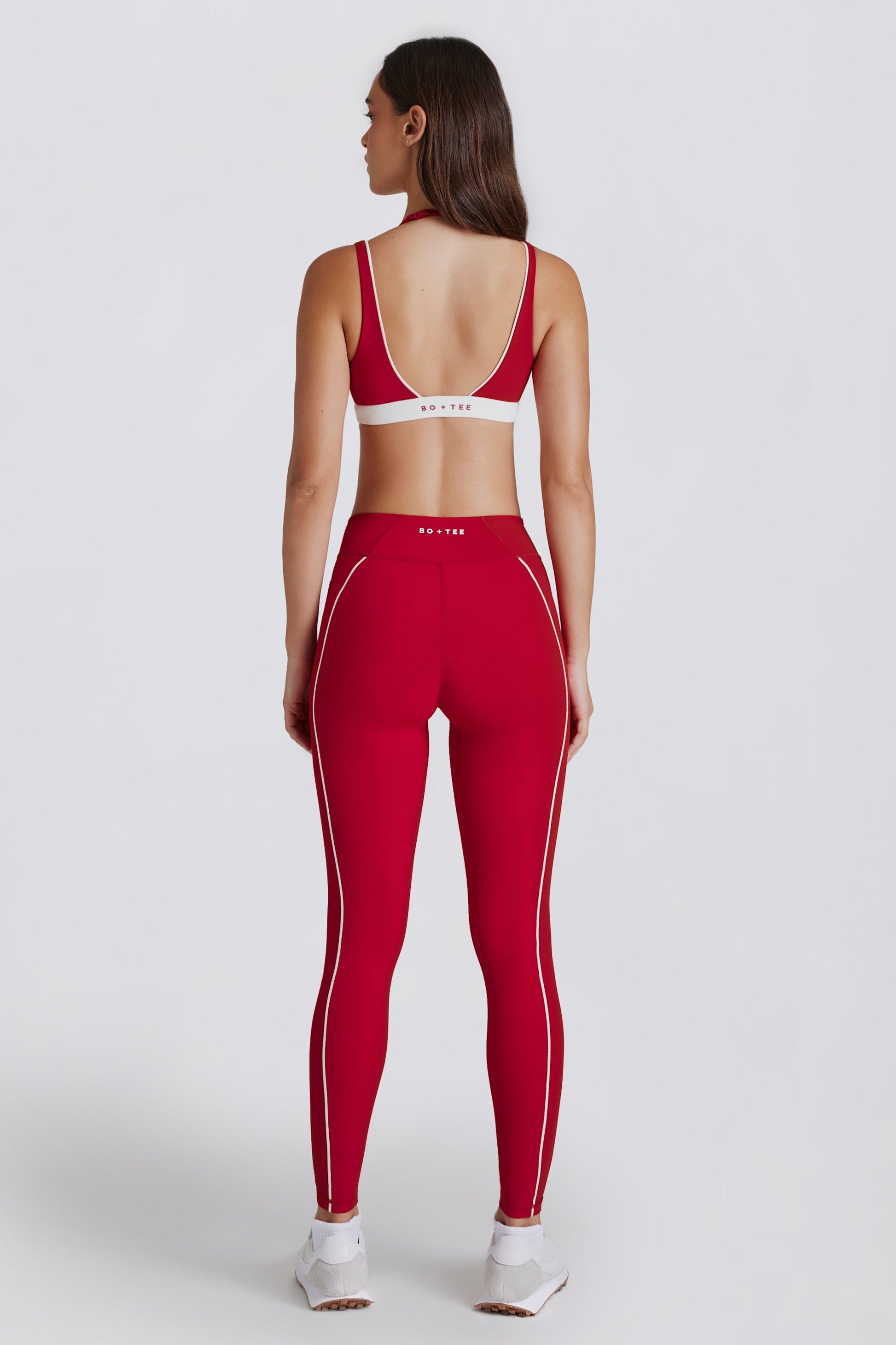 Soft Active Contrast Leggings in Dark Red
