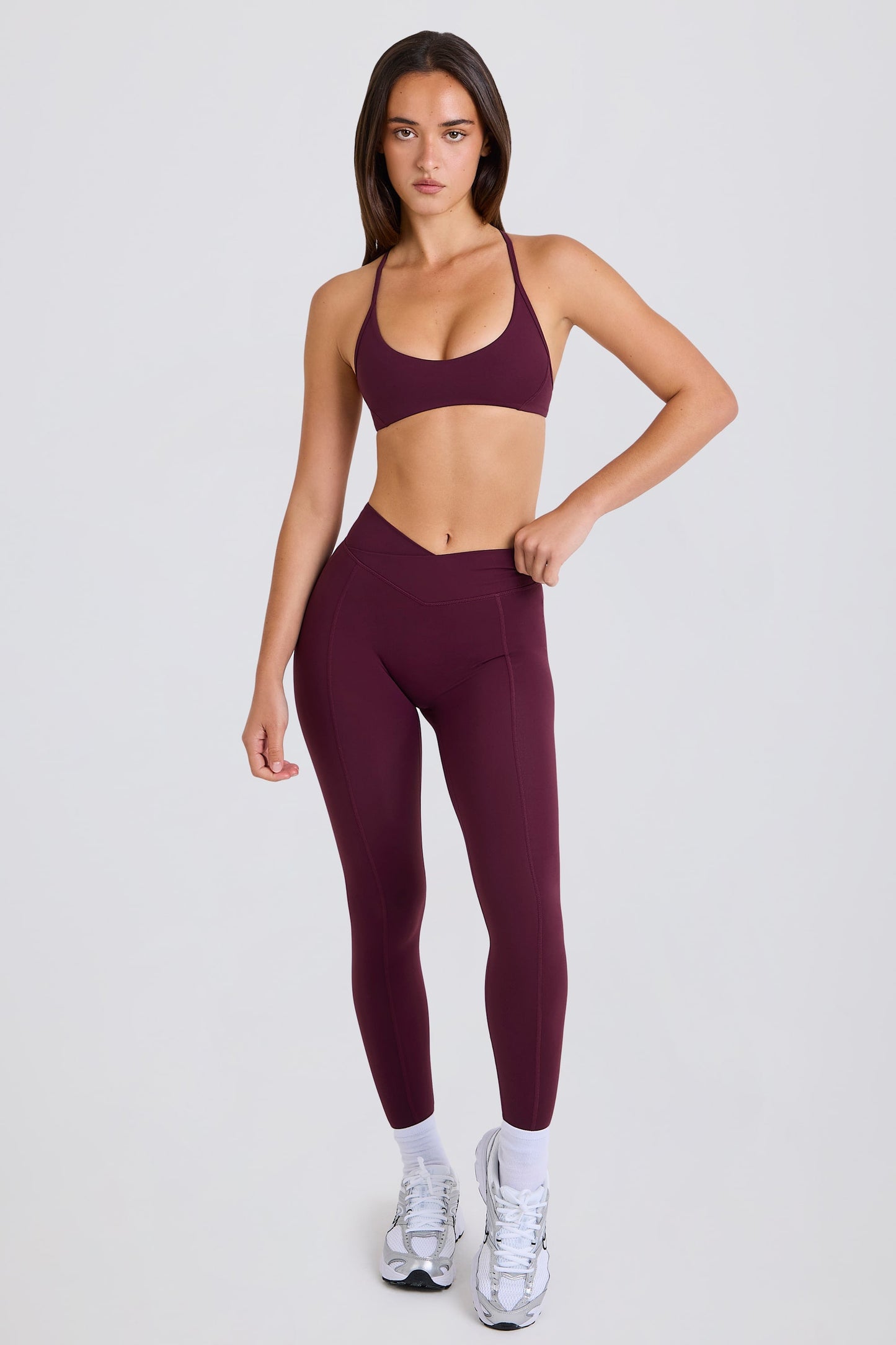 Soft Active Crossover Leggings in Burgundy
