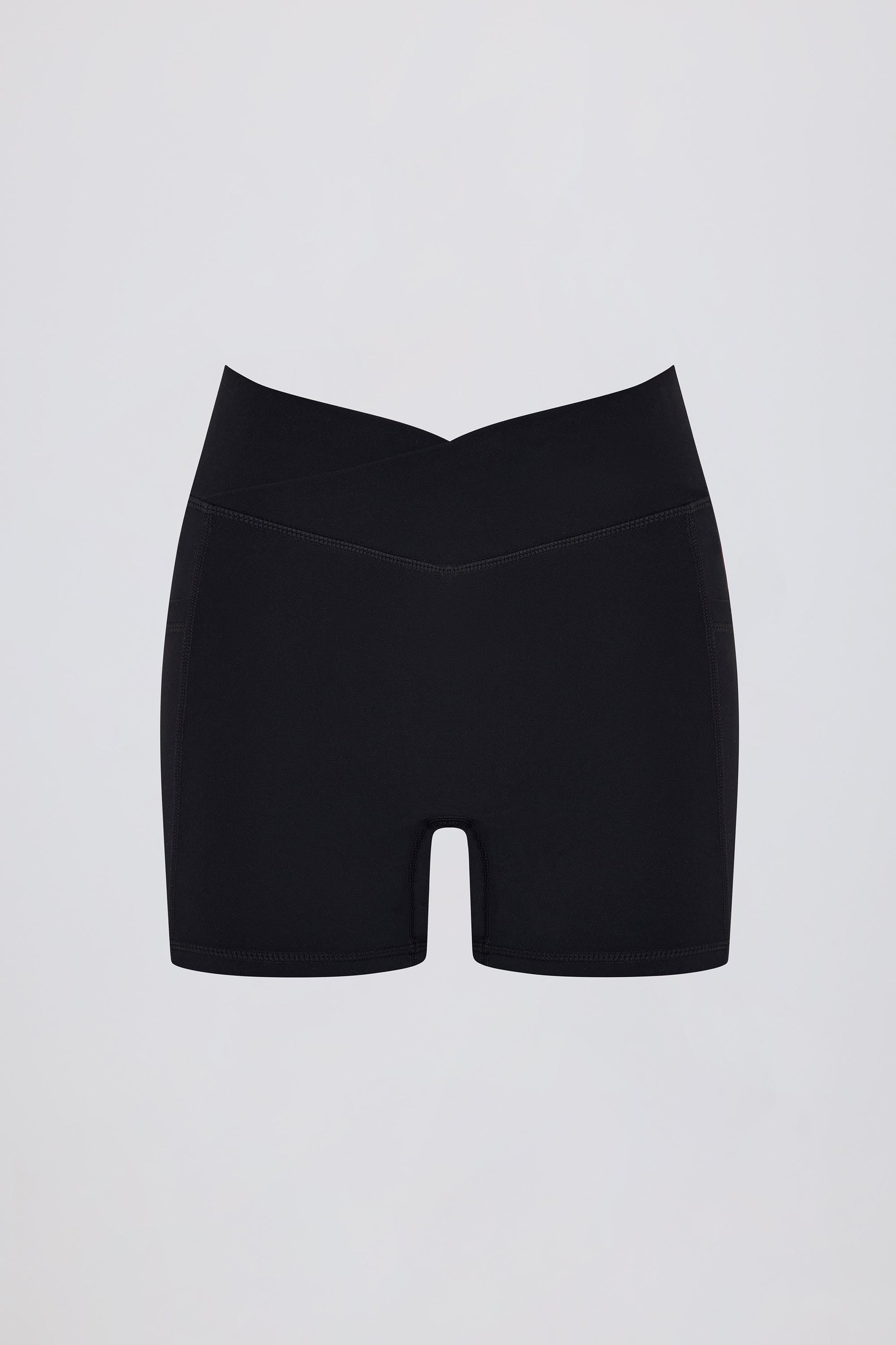 Soft Active Crossover Pocket Shorts in Black