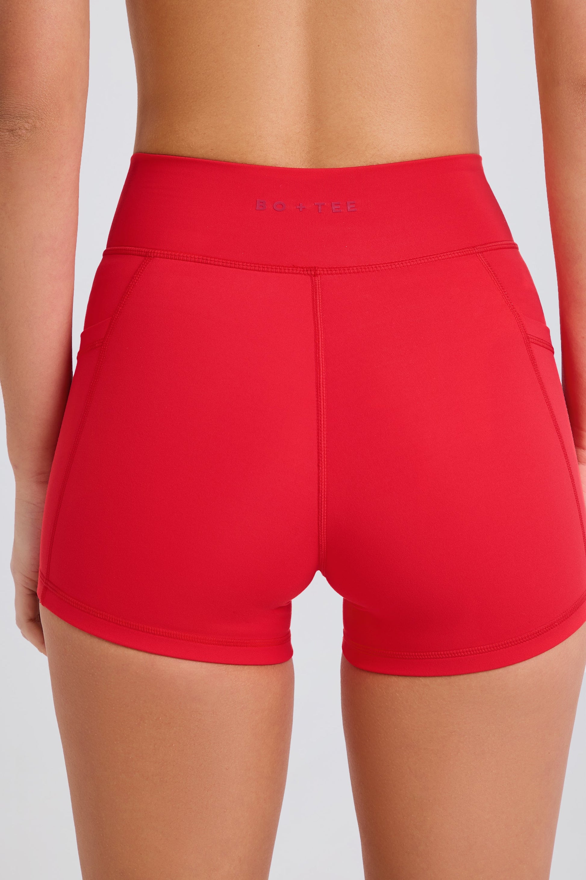 Soft Active Crossover Pocket Shorts in Strawberry Red