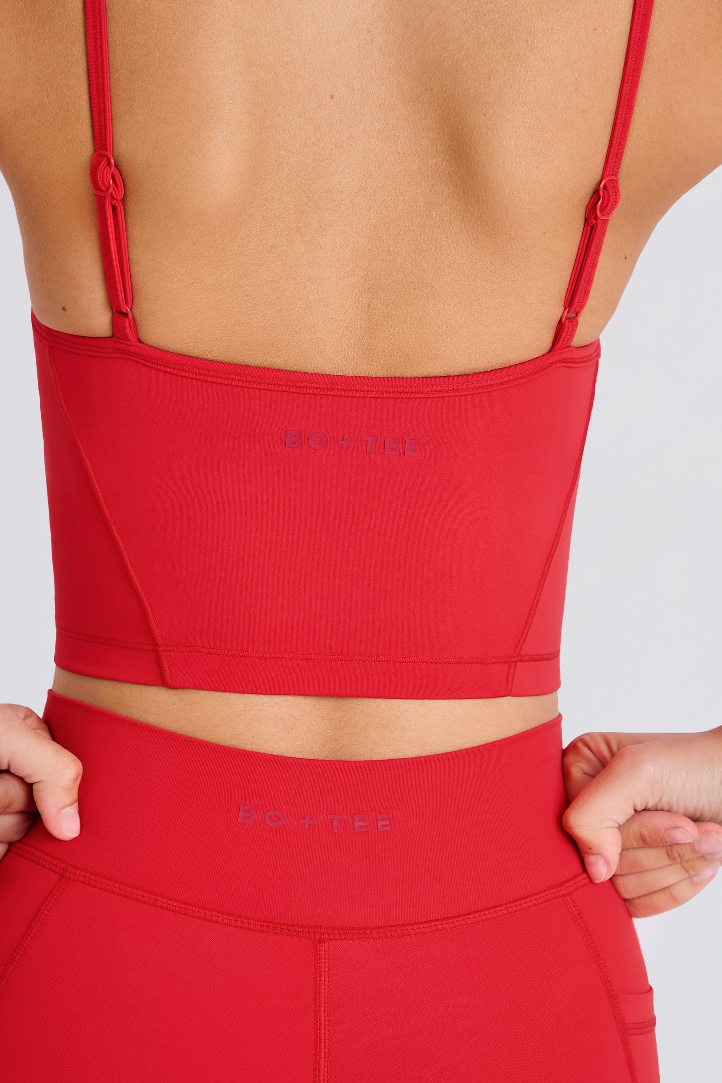 Soft Active Layered Cropped Tank Top in Strawberry Red