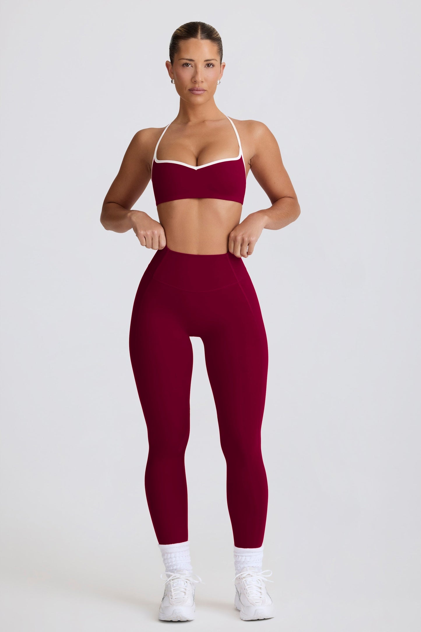 Soft Active Mid-Rise Leggings in Burgundy