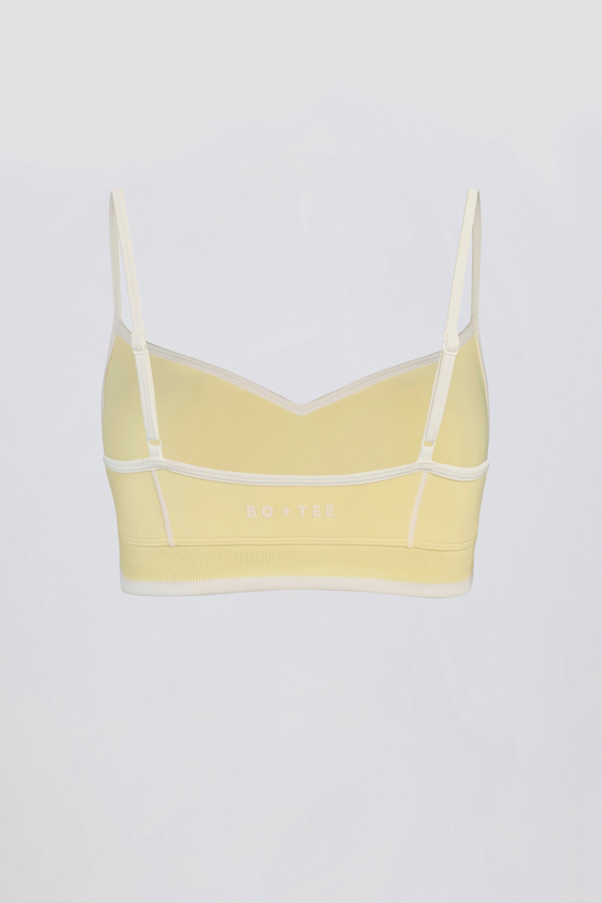 Soft Active Sweetheart-Neck Contrast Sports Bra in Soft Yellow