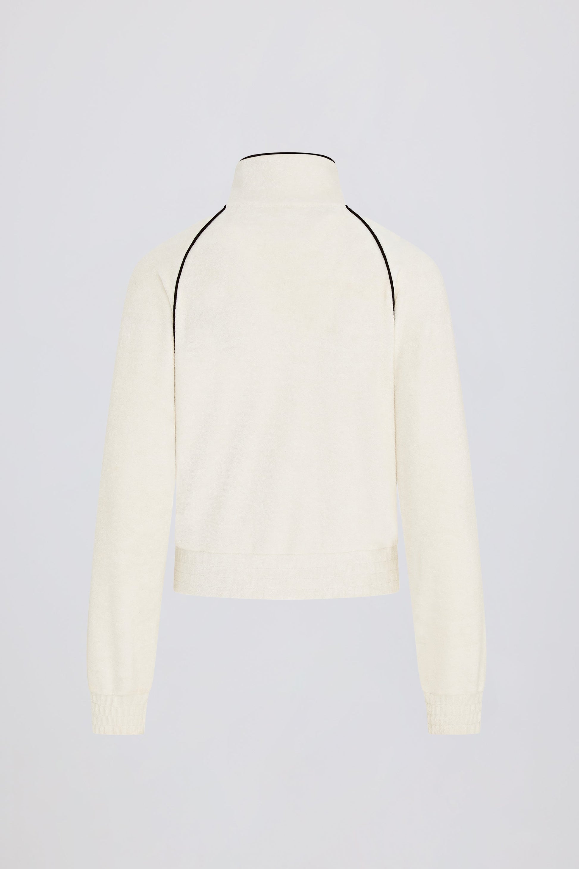 Terry Towelling Zip-Up Cropped Sweatshirt in Ivory