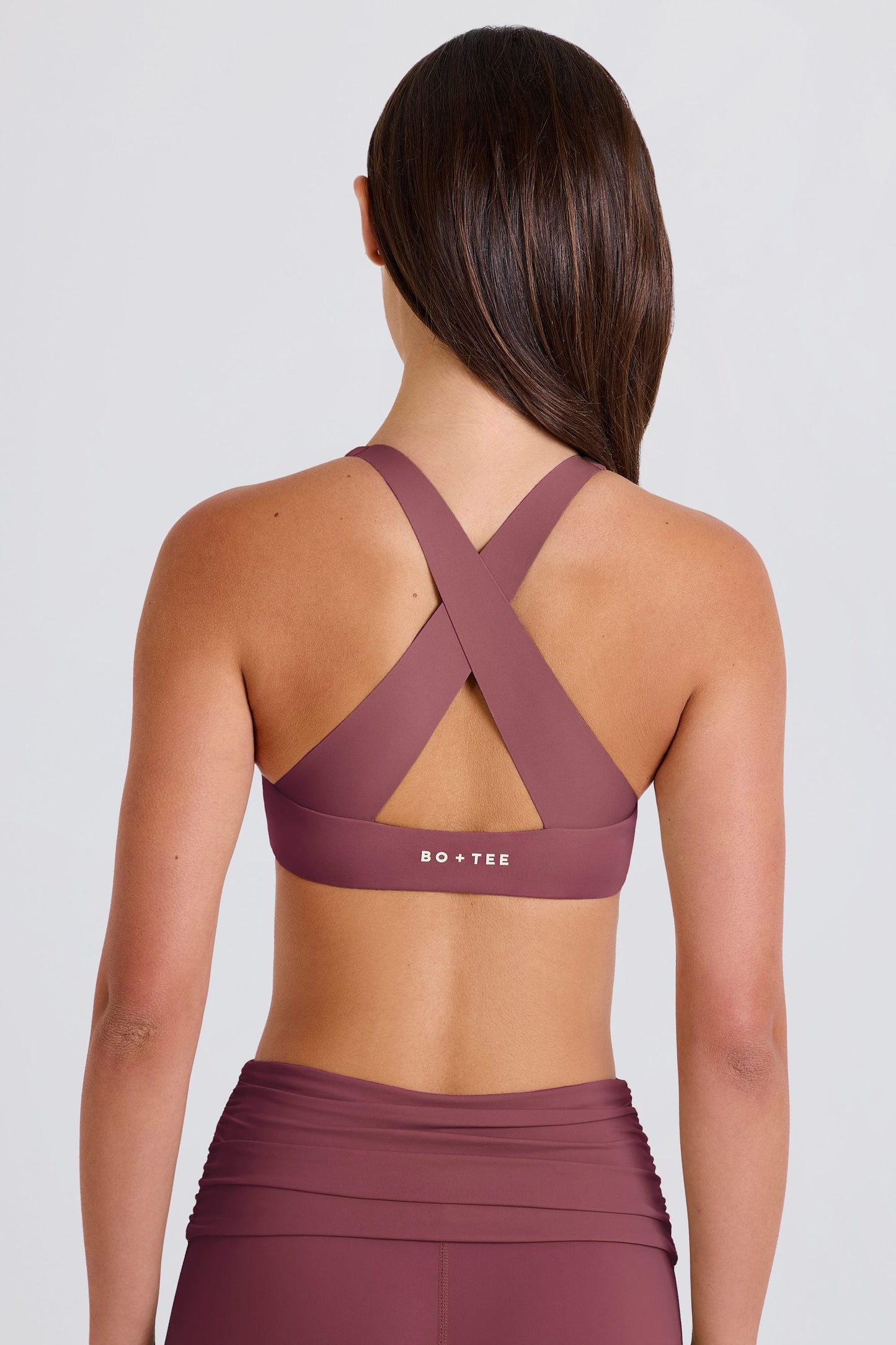 V-Neck Cross-Back Sports Bra in Acai