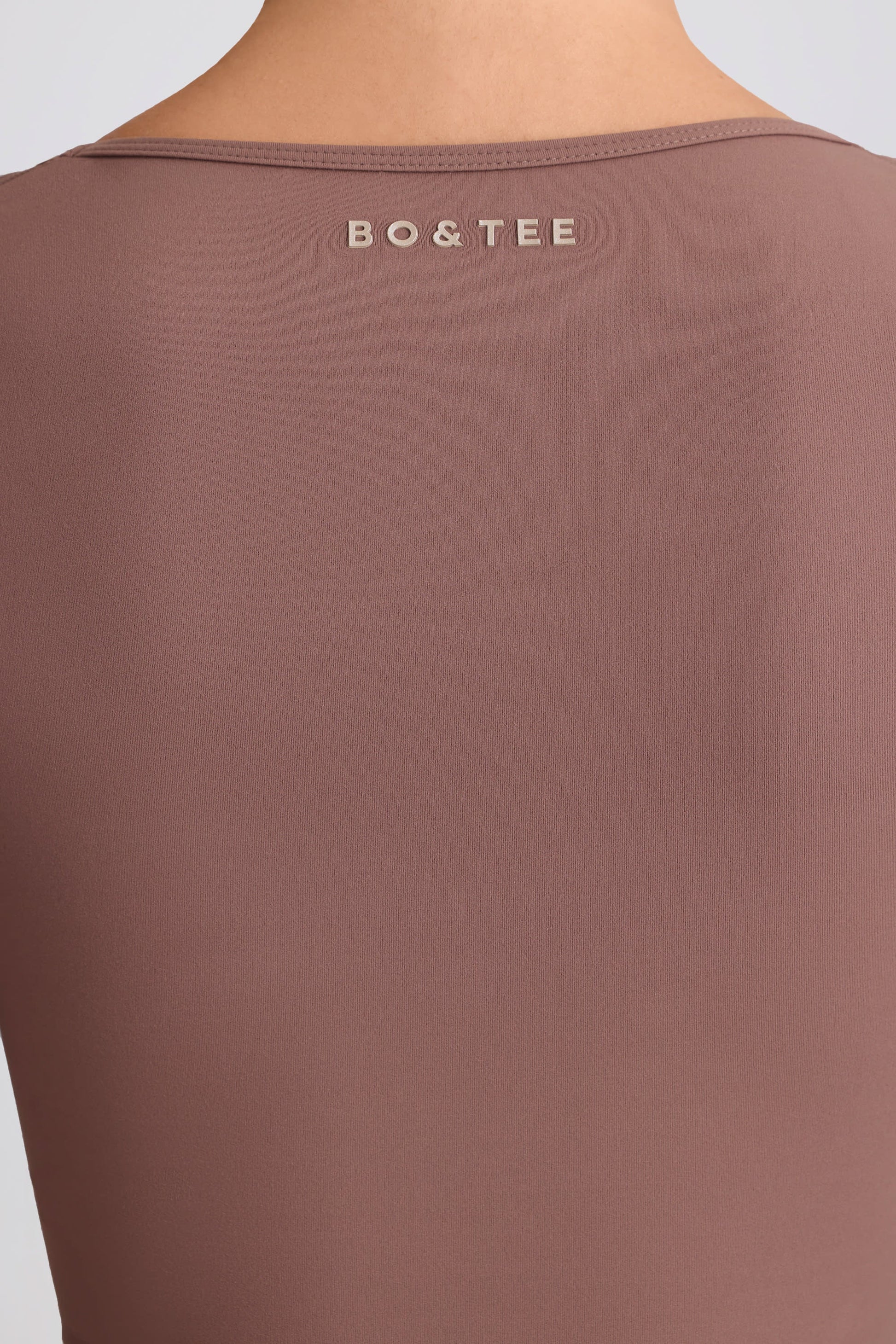 Soft Active Sweetheart-Neck Crop Top in Mocha