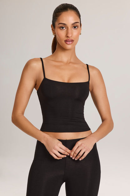 Modal Scoop-Neck Tank Top in Black