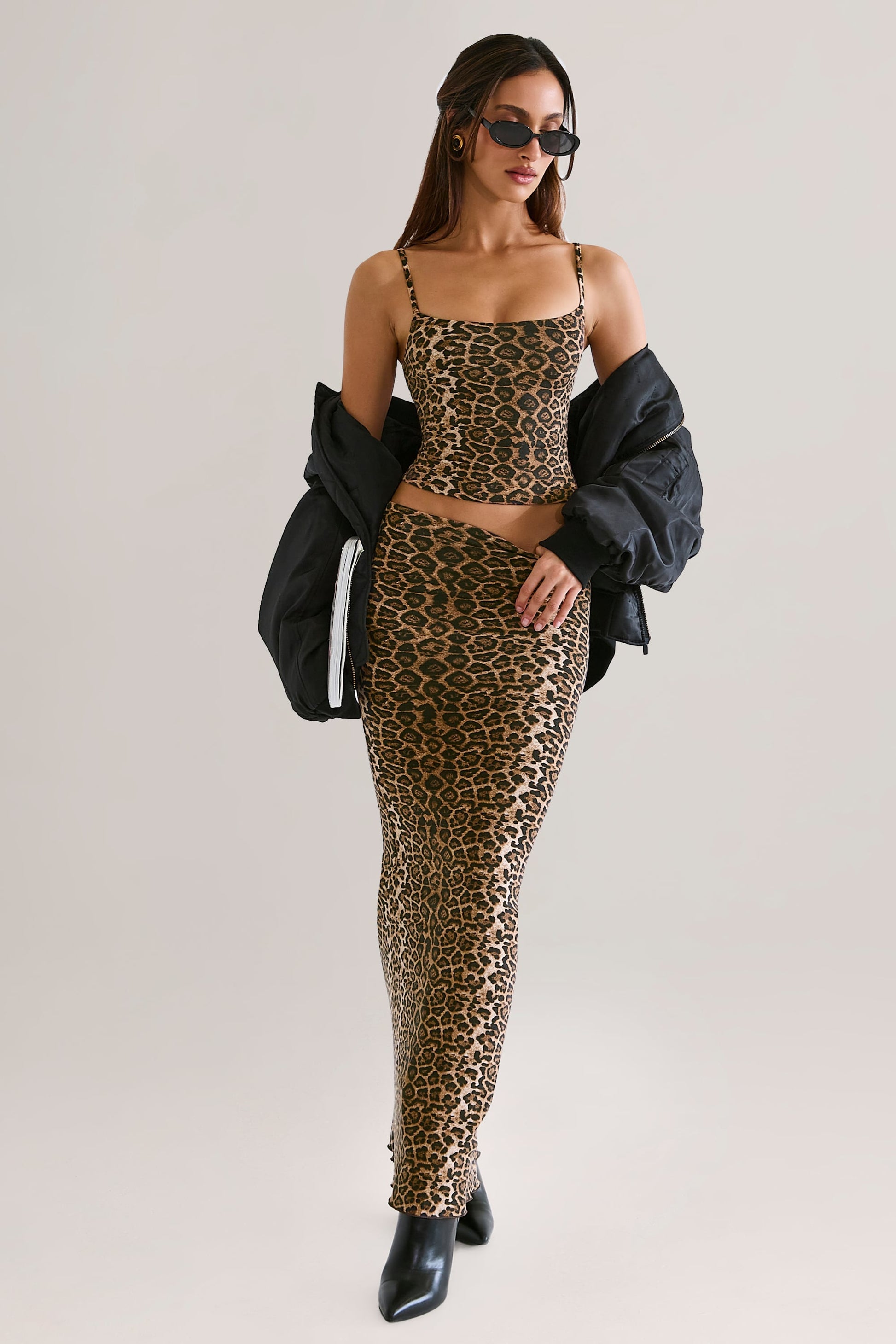 Modal Scoop-Neck Tank Top in Leopard Print