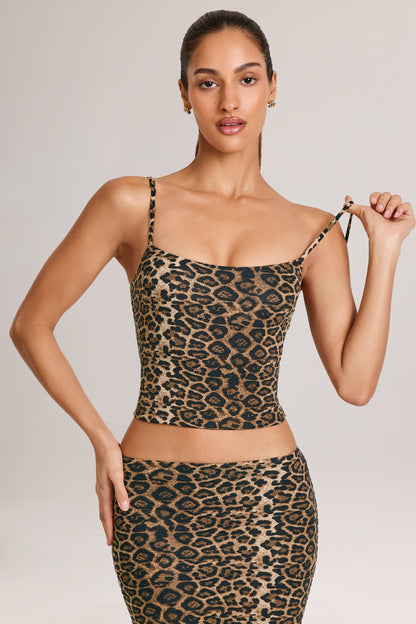 Modal Scoop-Neck Tank Top in Leopard Print