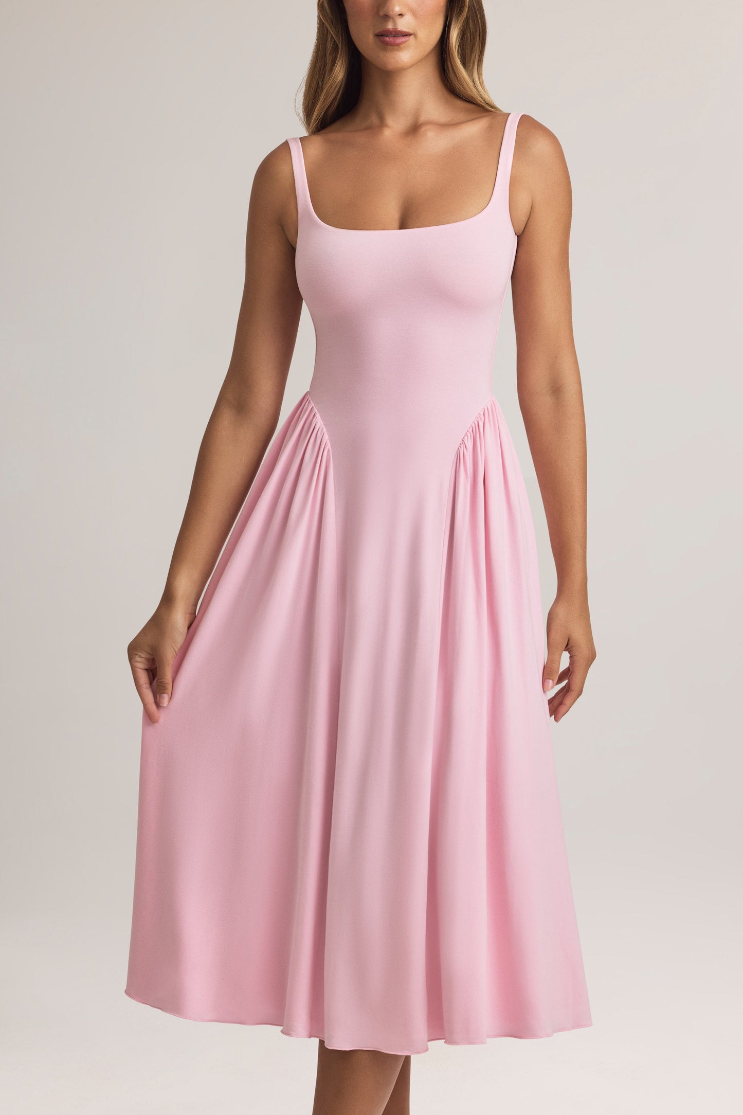 Modal A-Line Midaxi Dress in Pastel Pink