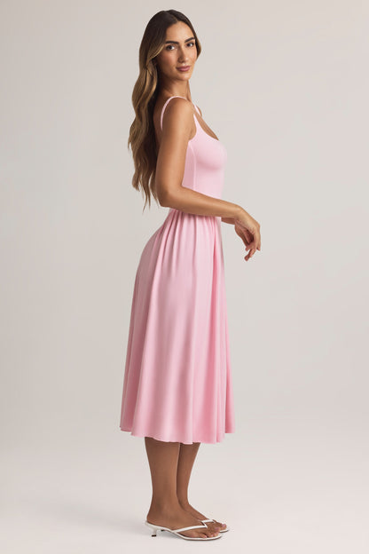 Modal A-Line Midaxi Dress in Pastel Pink