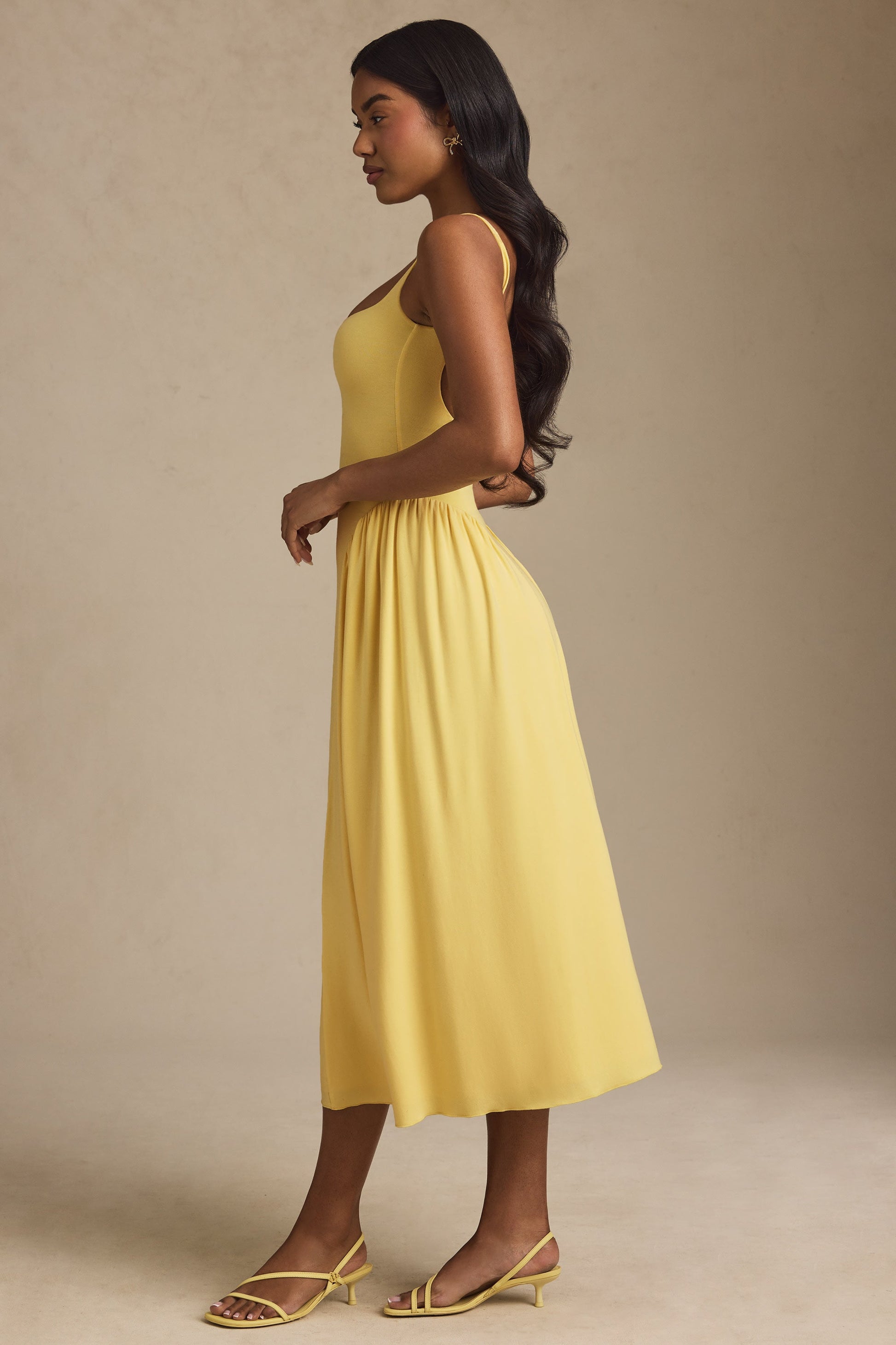 Modal A-Line Midaxi Dress in Pastel Yellow