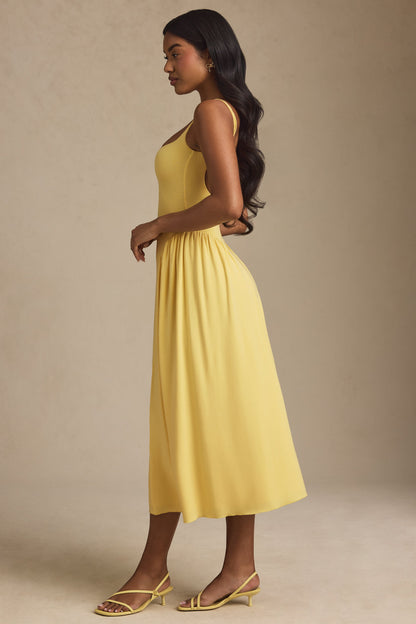 Modal A-Line Midaxi Dress in Pastel Yellow