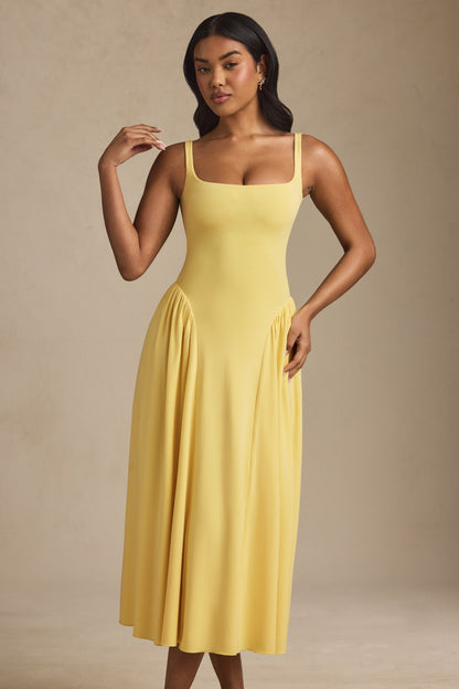 Modal A-Line Midaxi Dress in Pastel Yellow