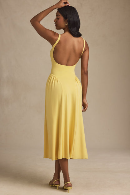 Modal A-Line Midaxi Dress in Pastel Yellow