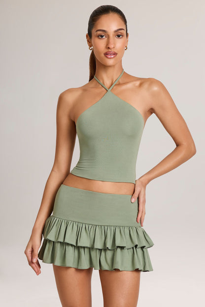 Modal Halterneck Top in Sage Green